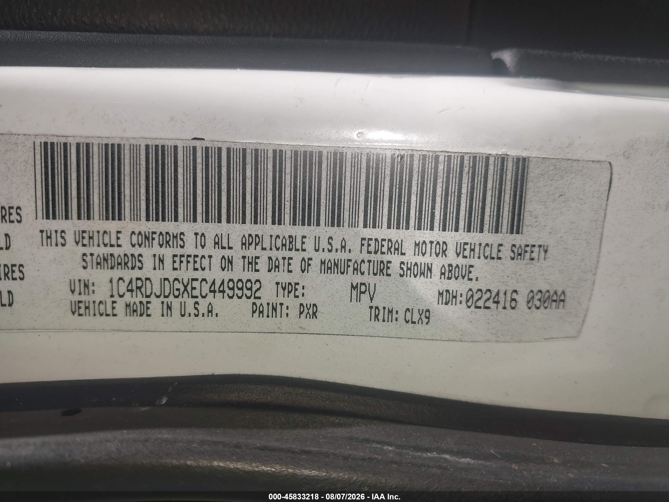 2014 Dodge Durango Limited White vin: 1C4RDJDGXEC449992