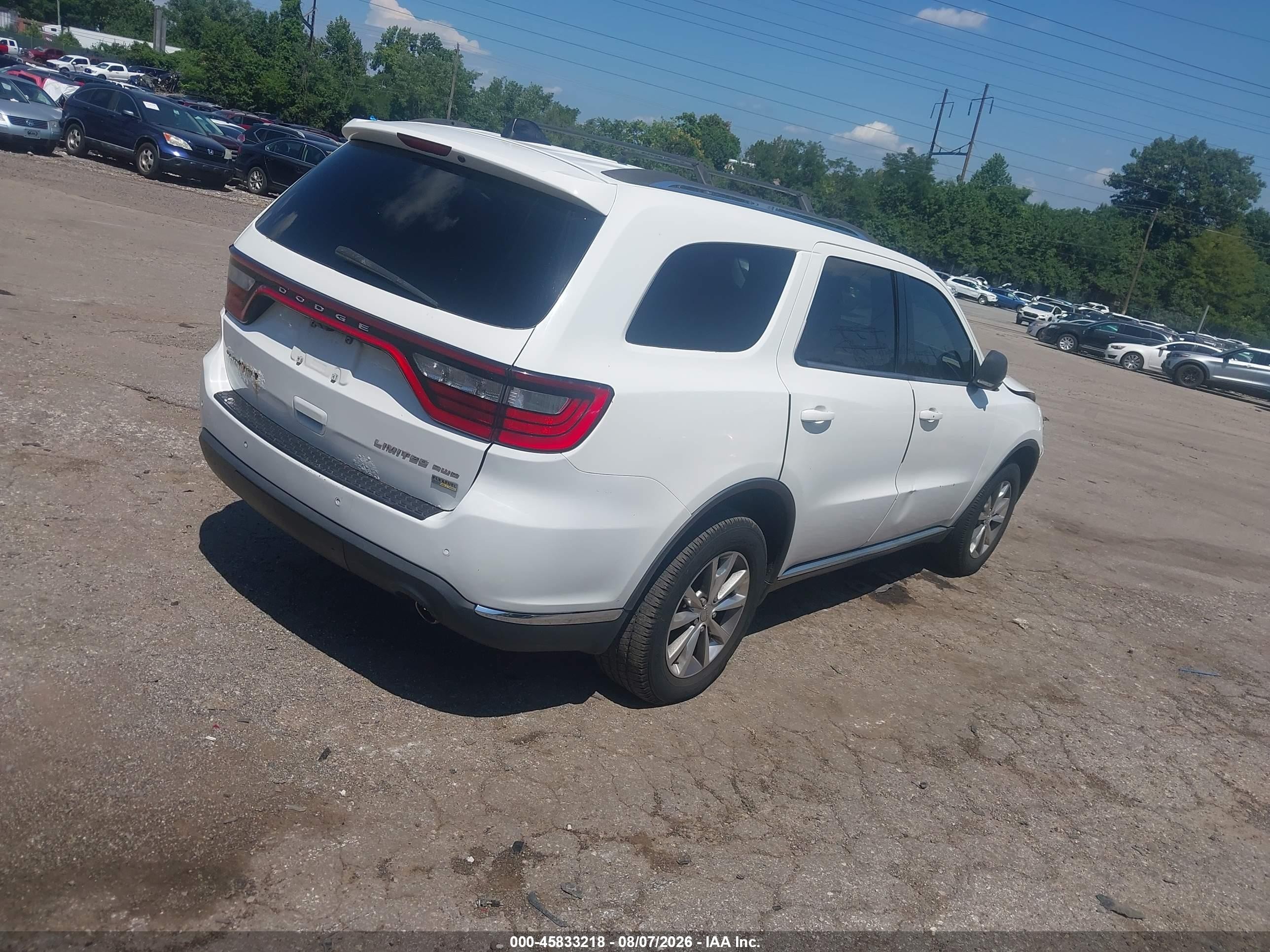 2014 Dodge Durango Limited White vin: 1C4RDJDGXEC449992