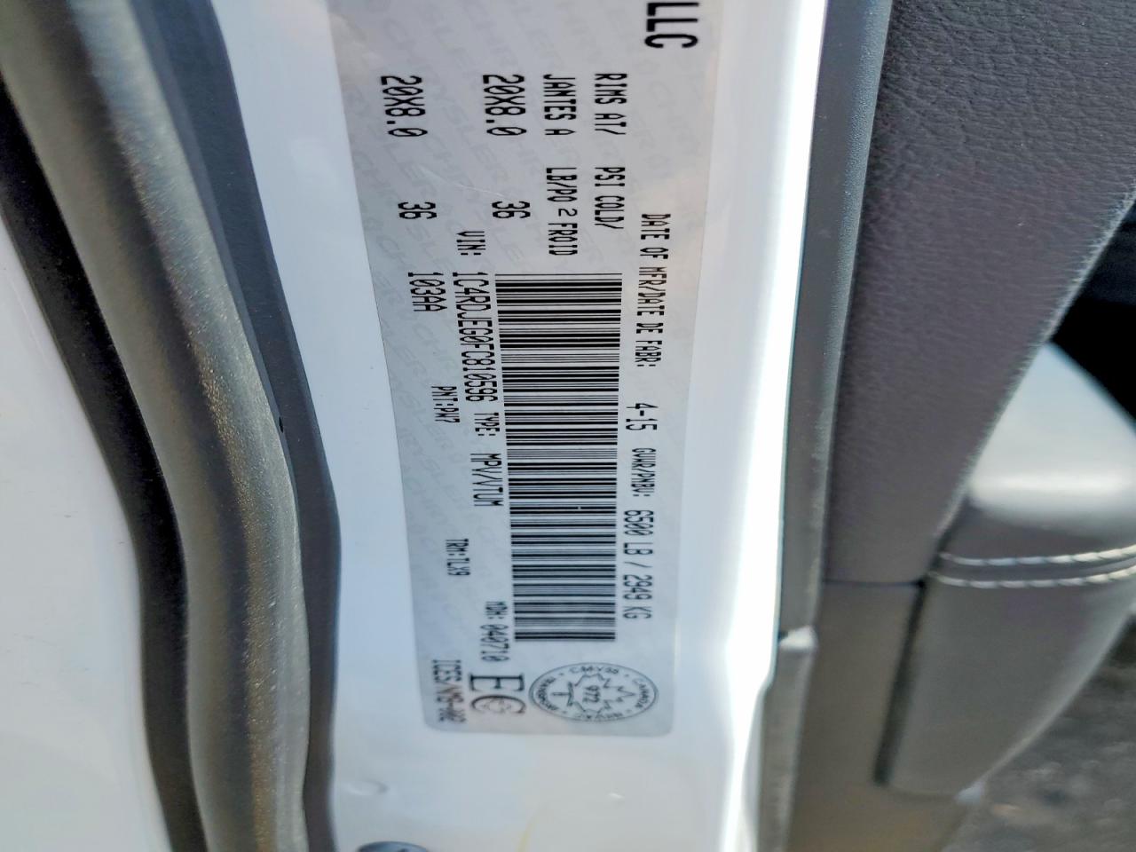 2015 Dodge Durango Citadel White vin: 1C4RDJEG0FC810596