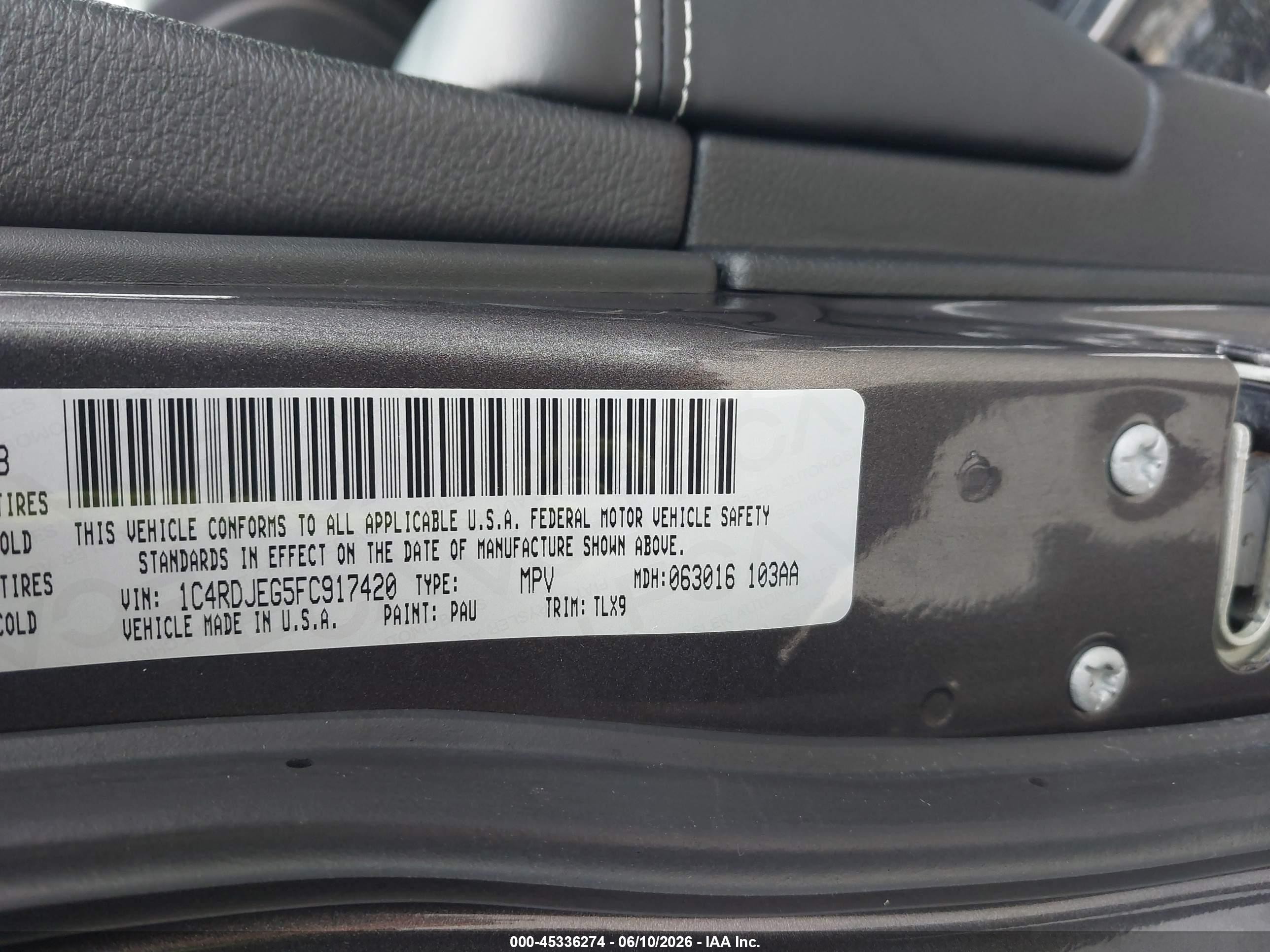 2015 Dodge Durango Citadel Gray vin: 1C4RDJEG5FC917420