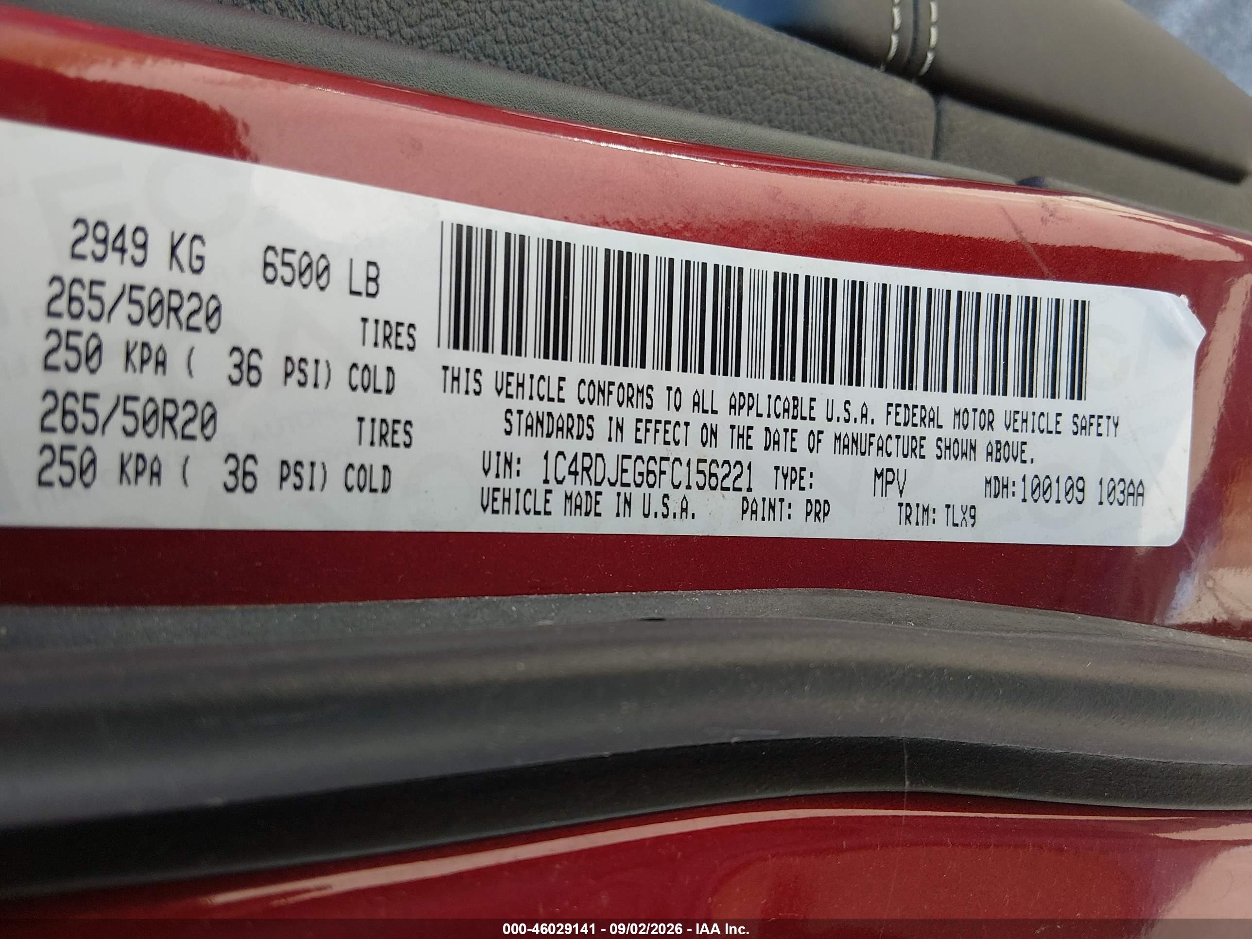 2015 Dodge Durango Citadel Red vin: 1C4RDJEG6FC156221