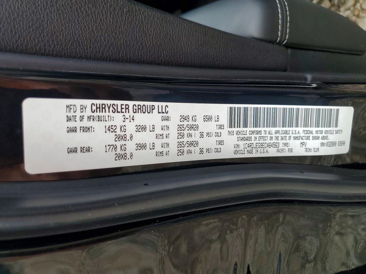 2014 Dodge Durango Citadel Charcoal vin: 1C4RDJEG9EC464563