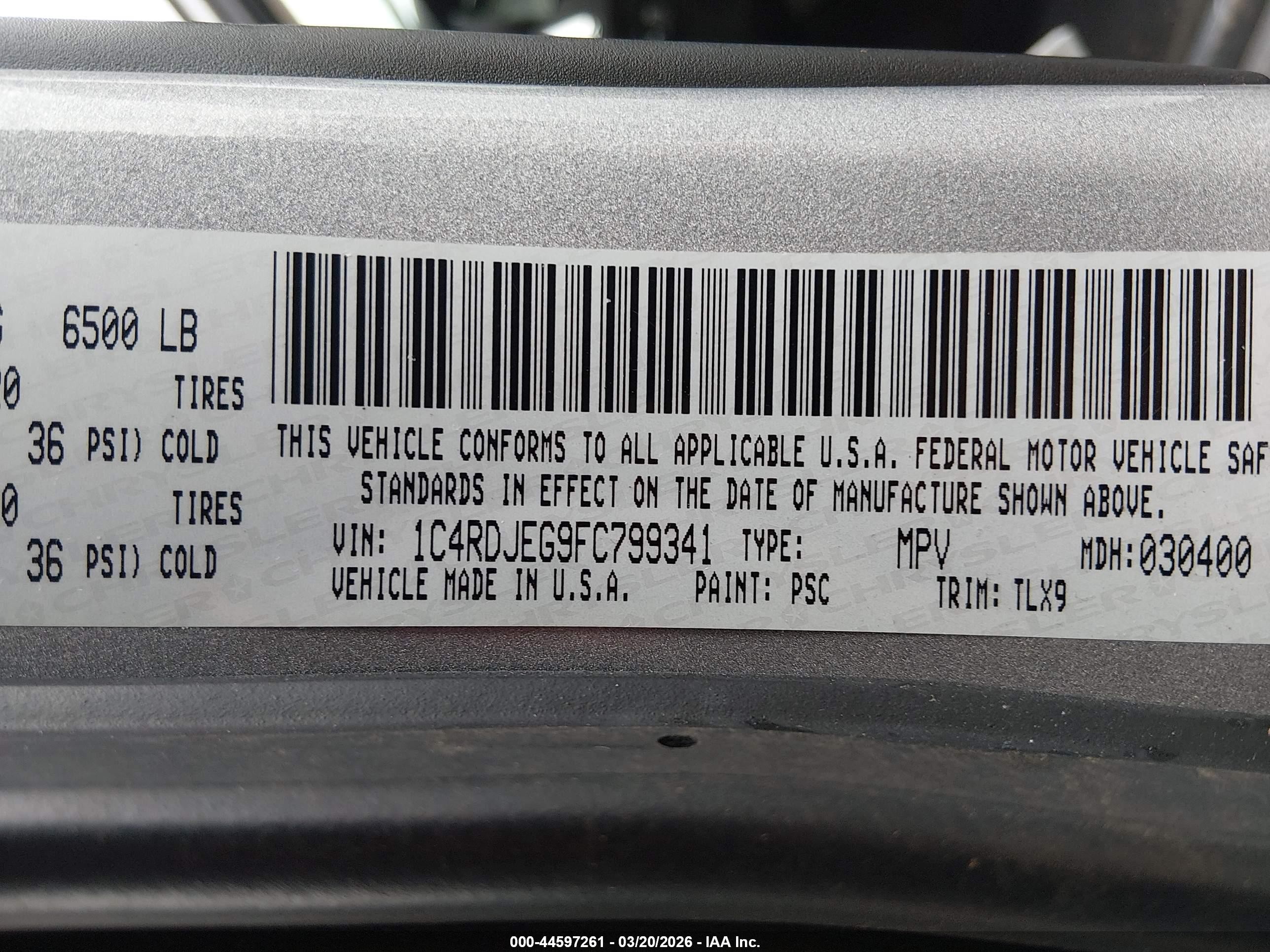2015 Dodge Durango Citadel Silver vin: 1C4RDJEG9FC799341