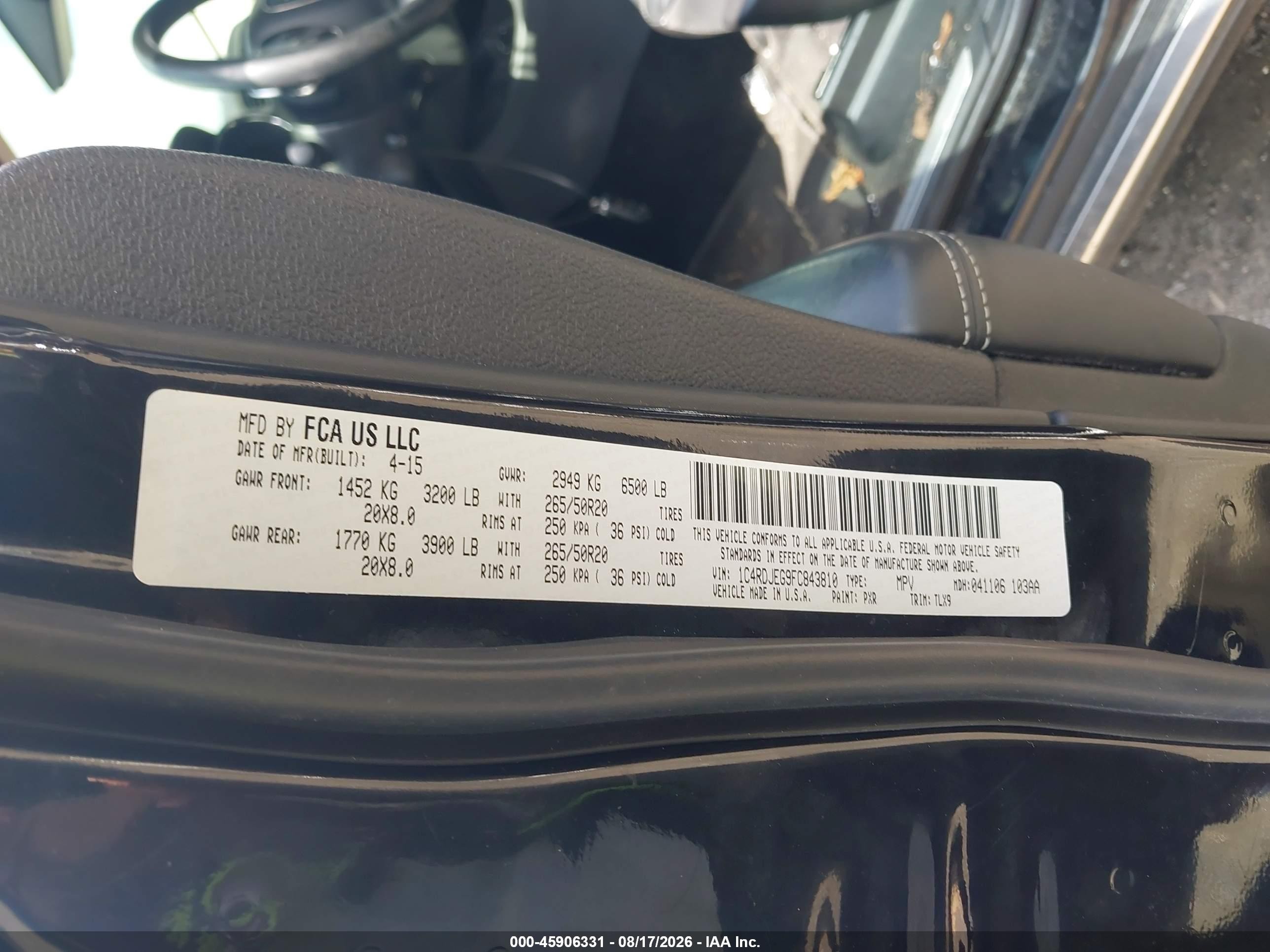 2015 Dodge Durango Citadel Black vin: 1C4RDJEG9FC843810