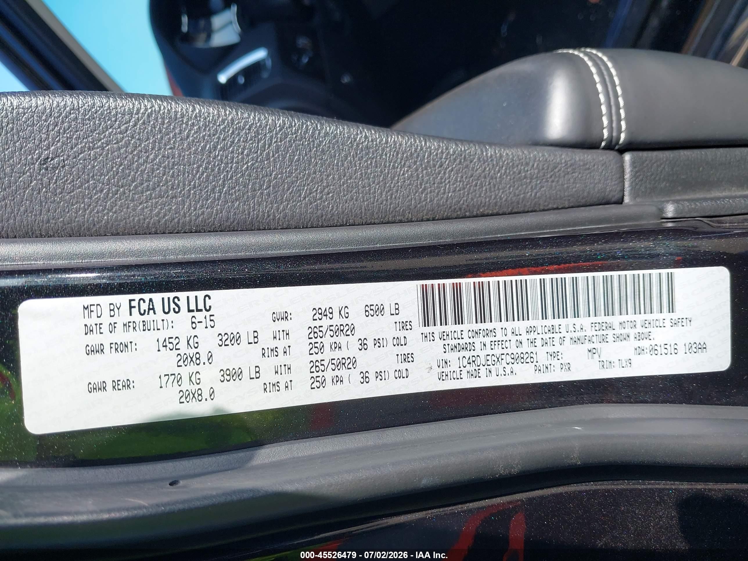 2015 Dodge Durango Citadel Black vin: 1C4RDJEGXFC908261