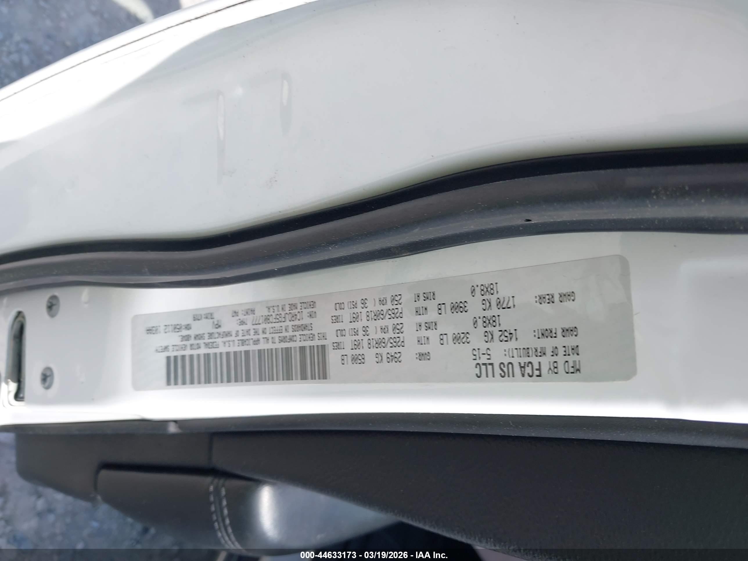2015 Dodge Durango Special Service White vin: 1C4RDJFG5FC801777