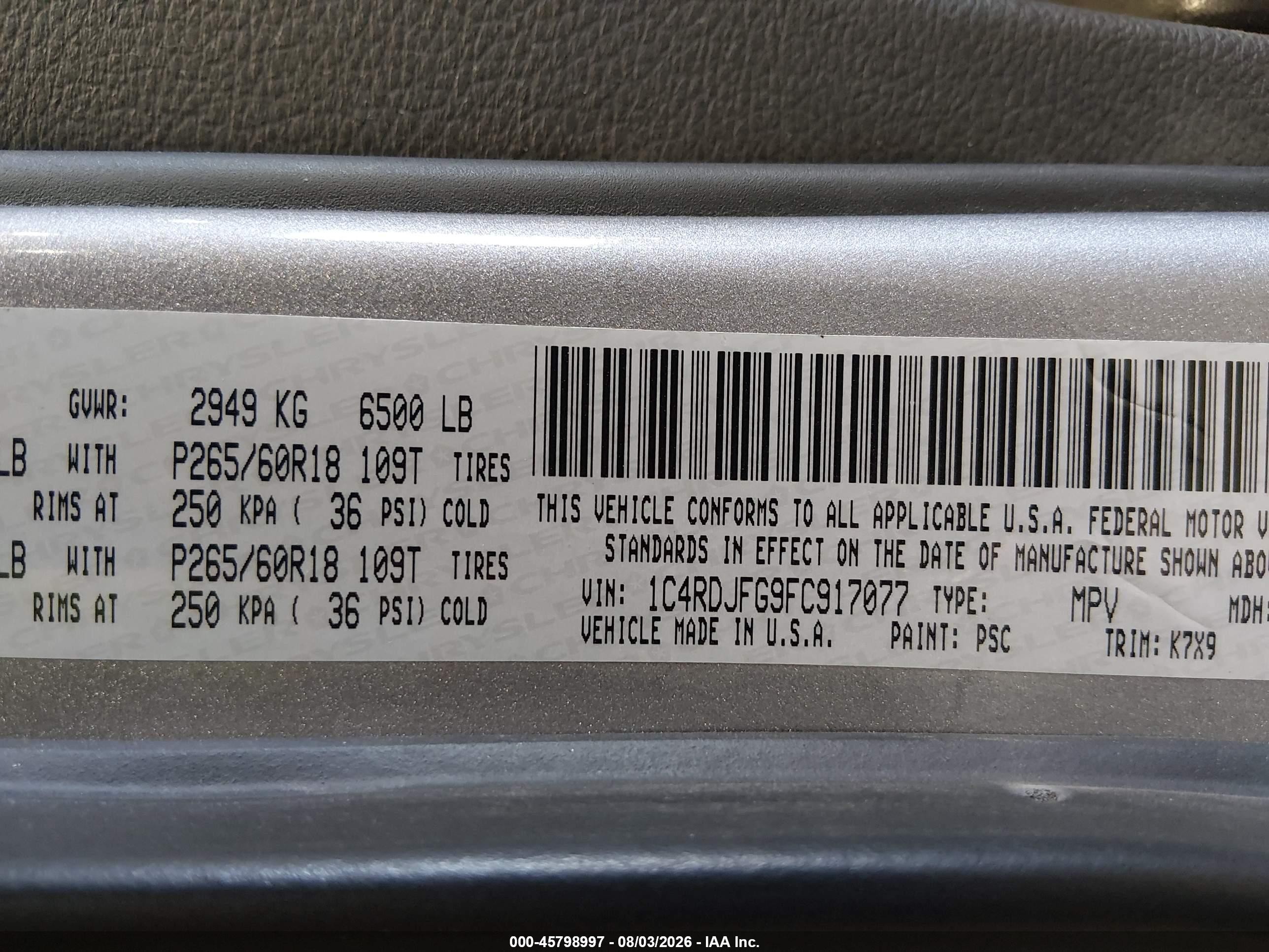 2015 Dodge Durango Special Service Серебряный vin: 1C4RDJFG9FC917077