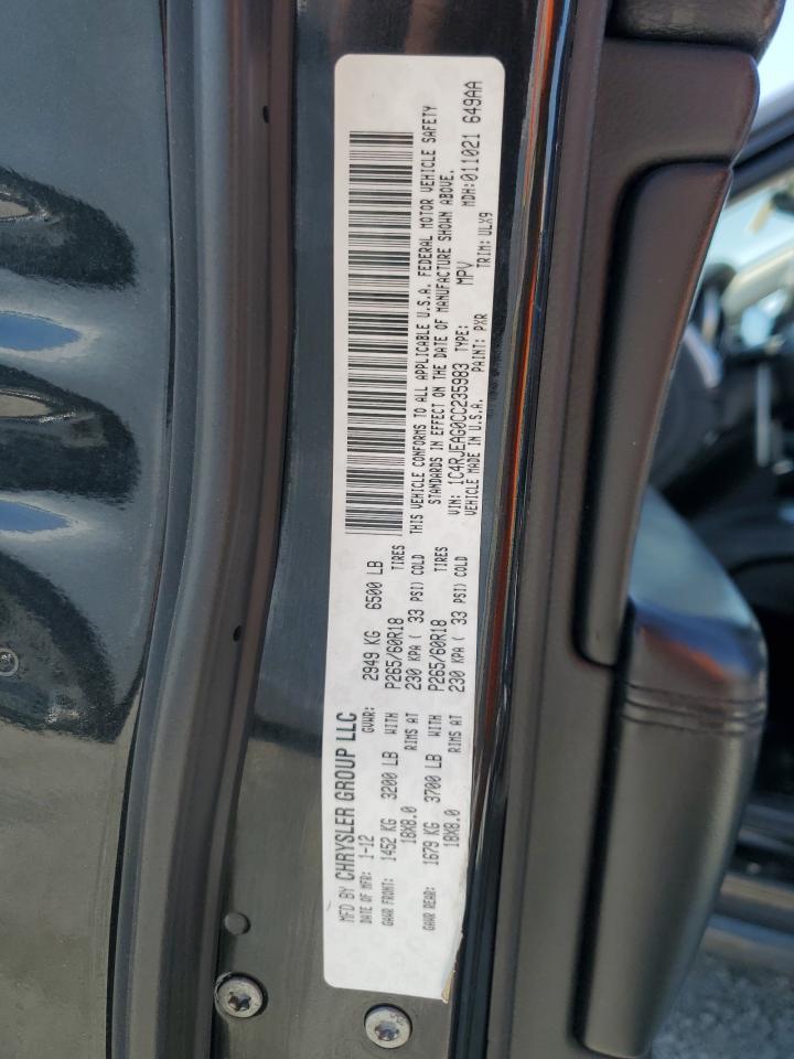 2012 Jeep Grand Cherokee Laredo Black vin: 1C4RJEAG0CC235983