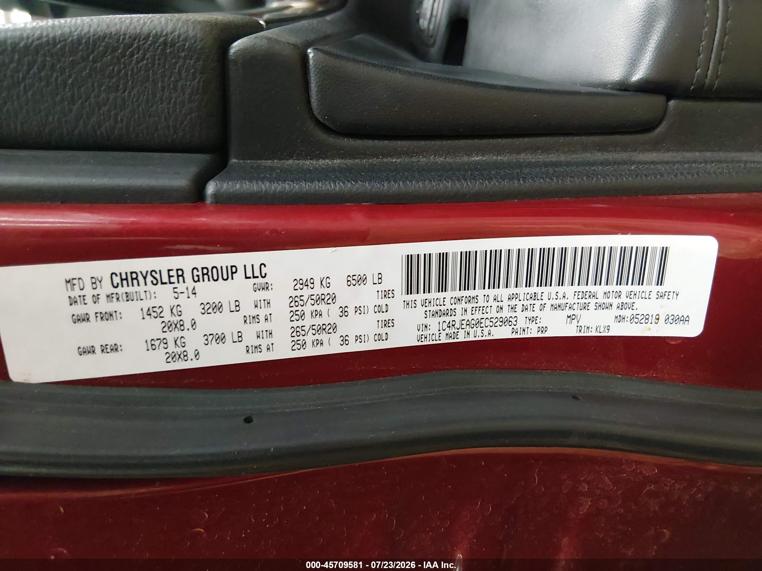 2014 Jeep Grand Cherokee Altitude Red vin: 1C4RJEAG0EC529063