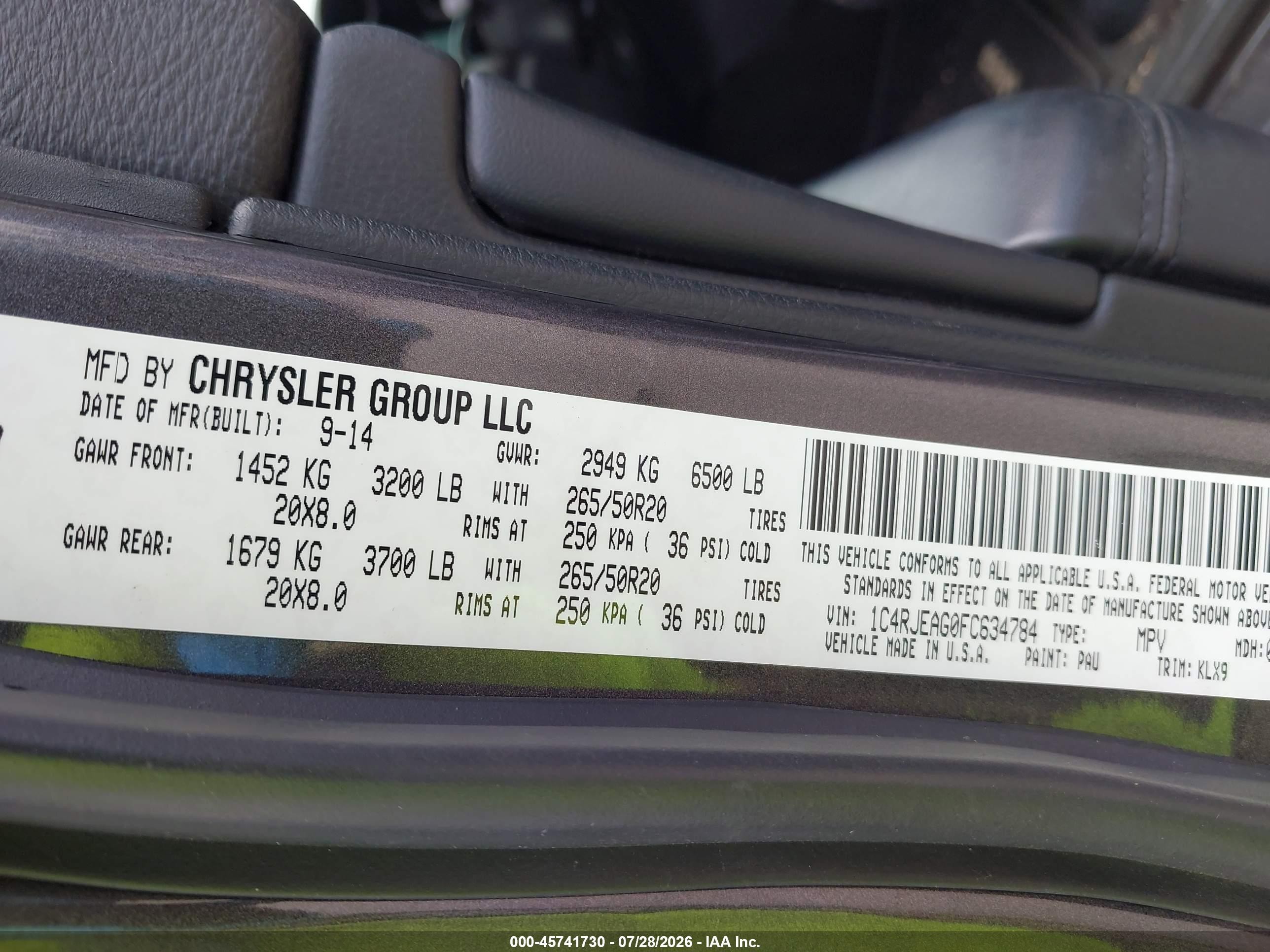 2015 Jeep Grand Cherokee Altitude Серый vin: 1C4RJEAG0FC634784