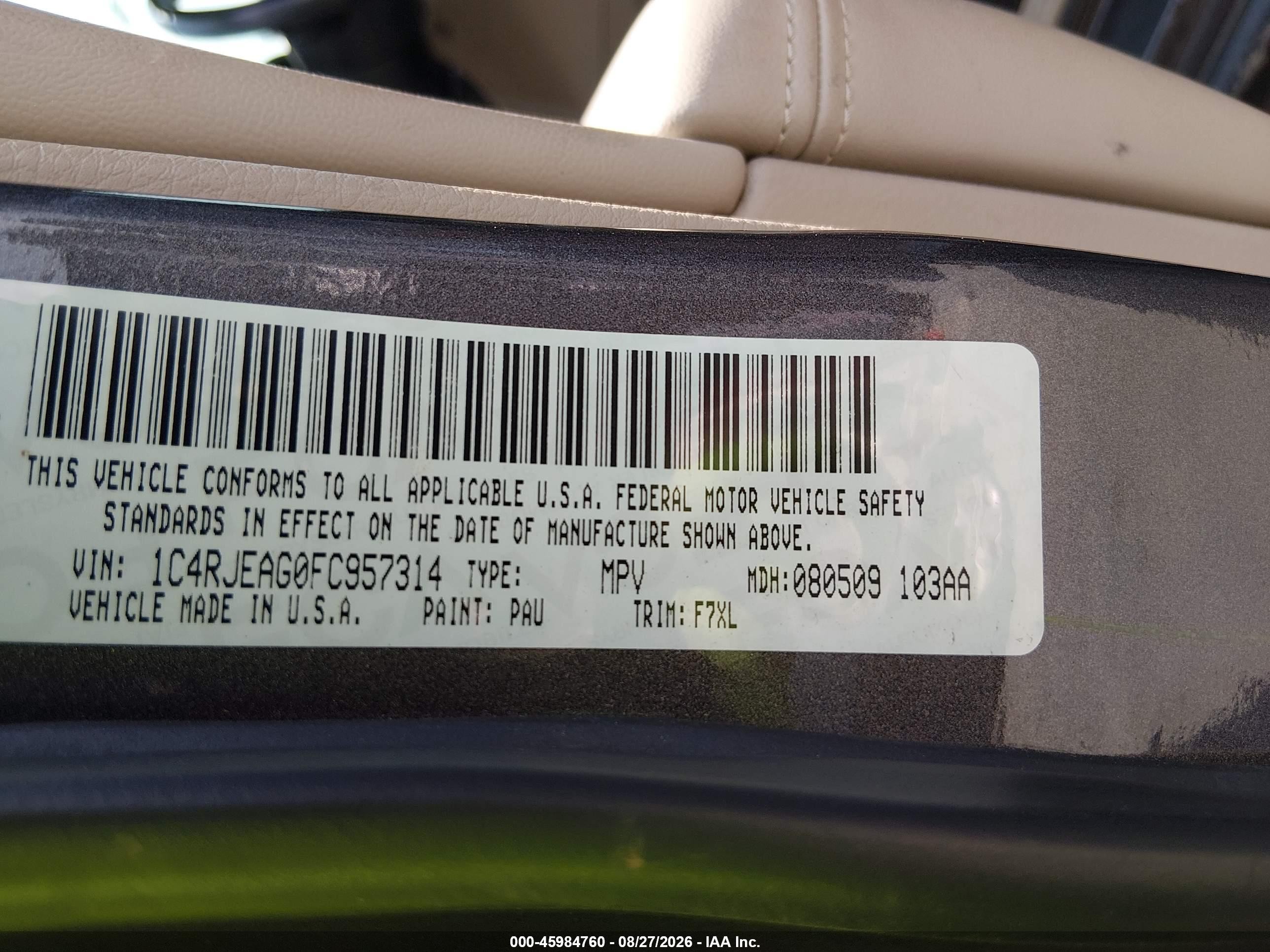 2015 Jeep Grand Cherokee Laredo Gray vin: 1C4RJEAG0FC957314