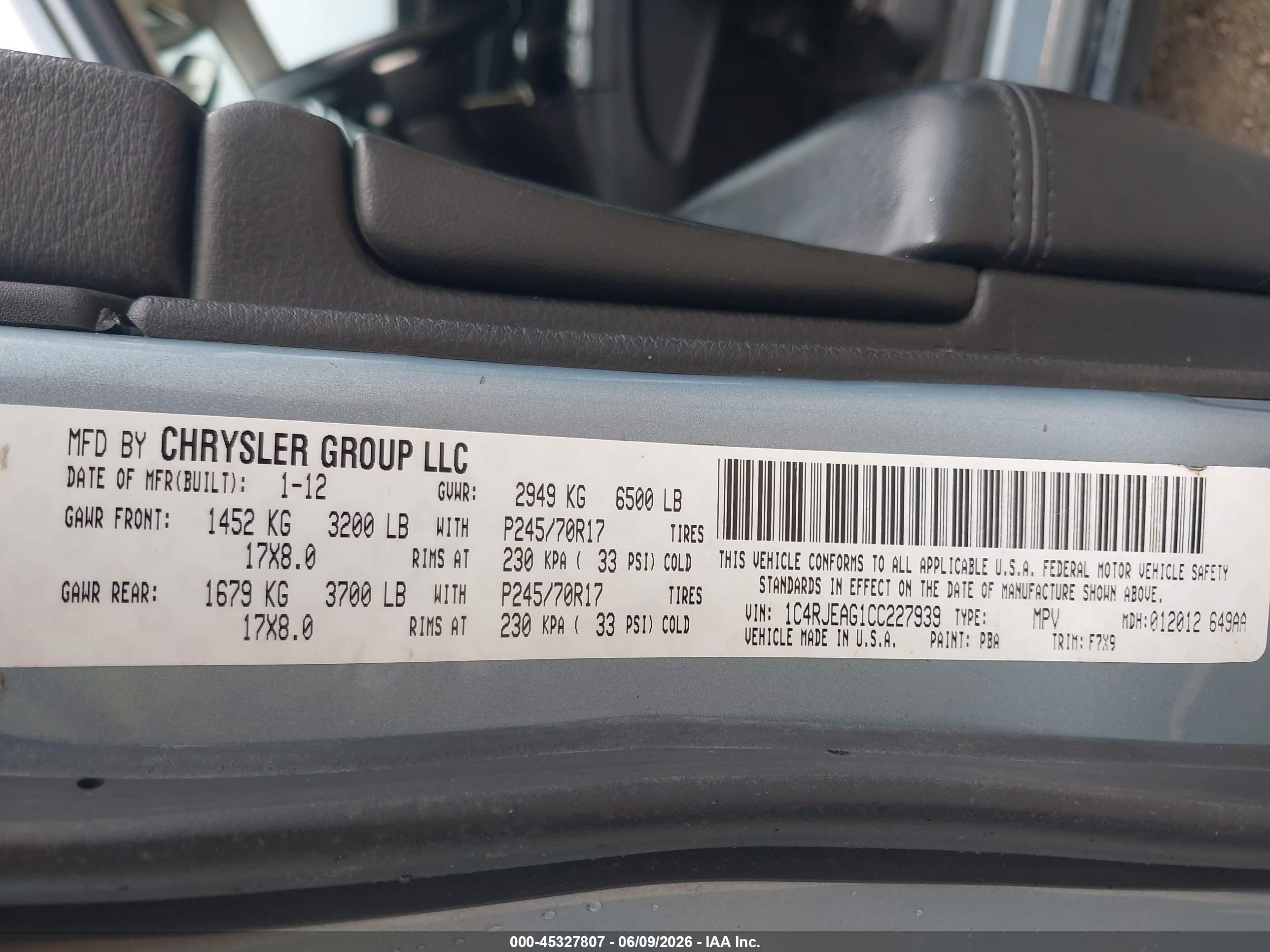 2012 Jeep Grand Cherokee Laredo Light Blue vin: 1C4RJEAG1CC227939