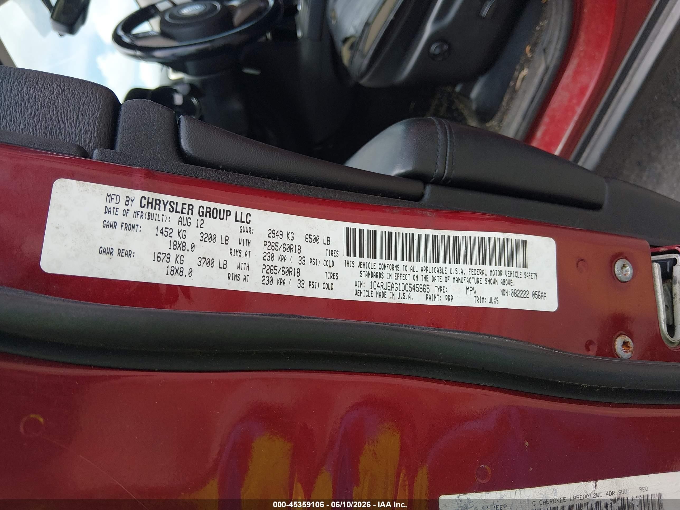 2013 Jeep Grand Cherokee Laredo Red vin: 1C4RJEAG1DC545965