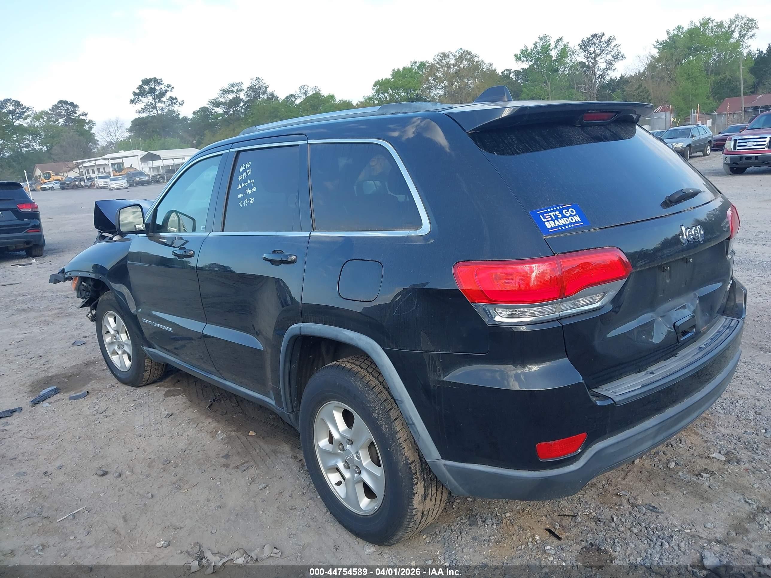 2015 Jeep Grand Cherokee Laredo Black vin: 1C4RJEAG1FC740080