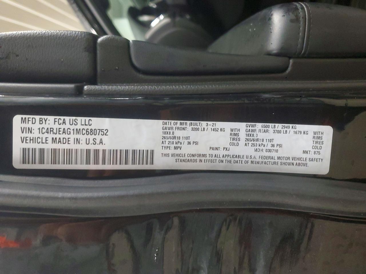 2021 Jeep Grand Cherokee Laredo Black vin: 1C4RJEAG1MC680752