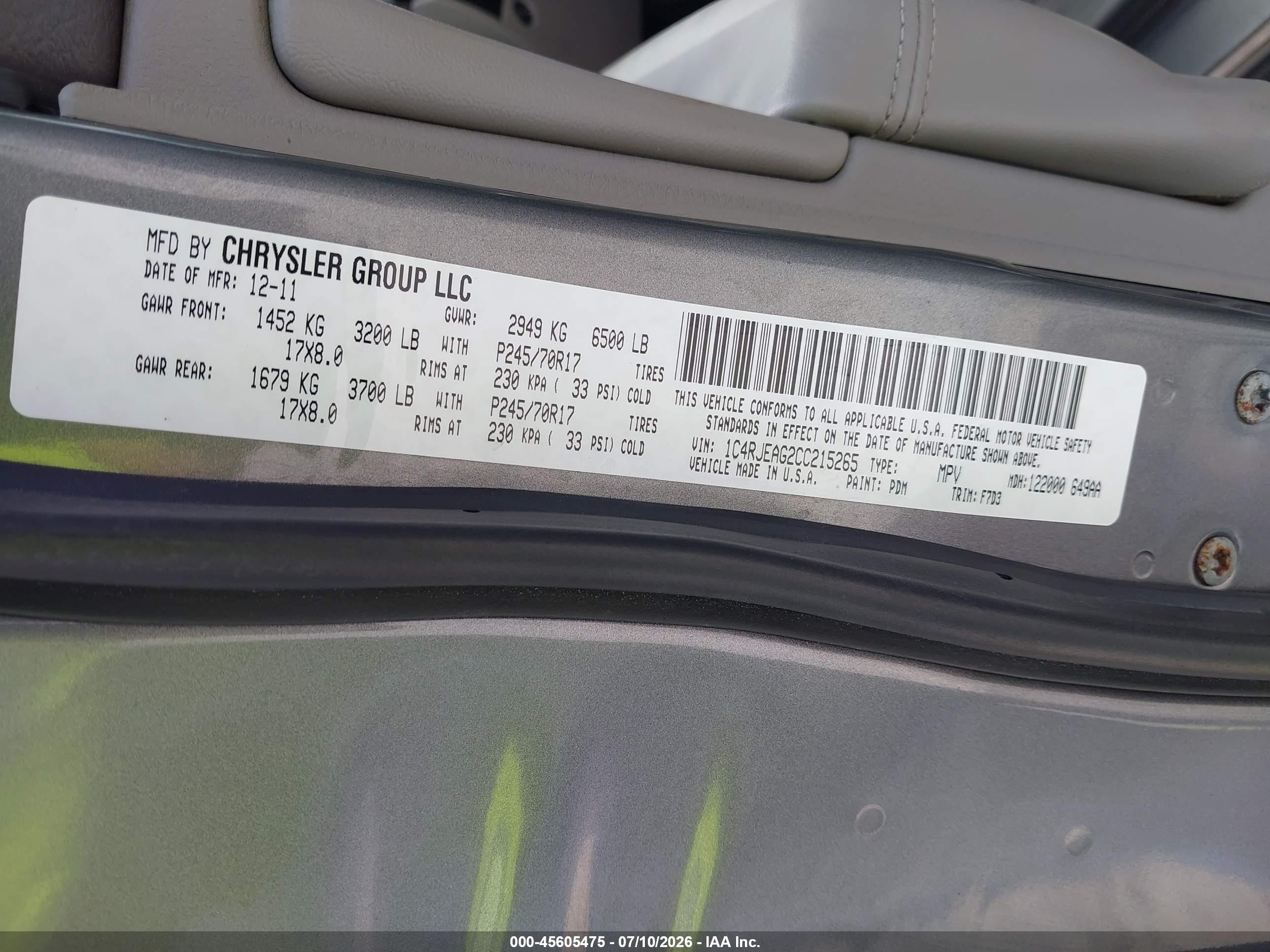 2012 Jeep Grand Cherokee Laredo Серый vin: 1C4RJEAG2CC215265