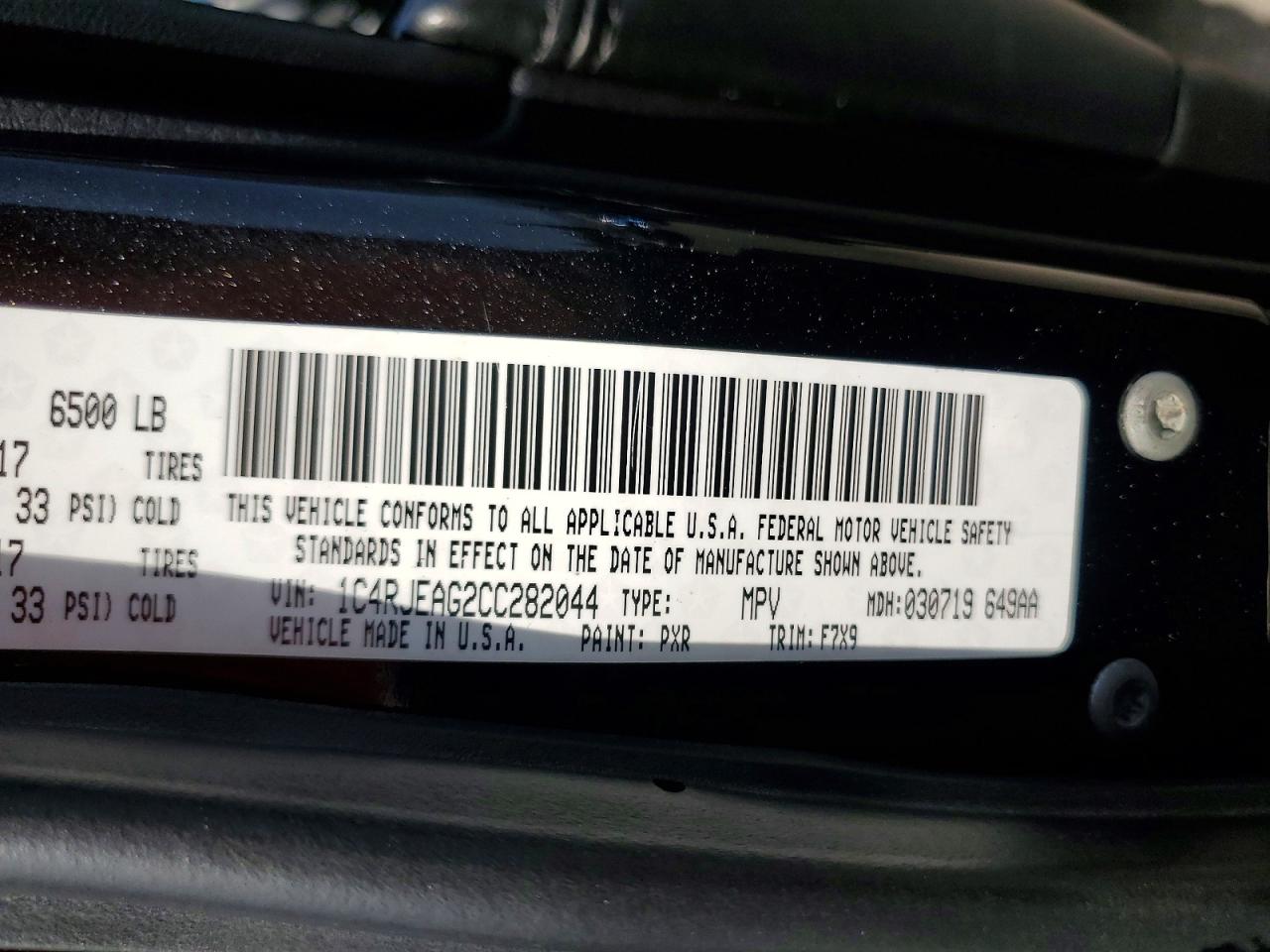 2012 Jeep Grand Cherokee Laredo Black vin: 1C4RJEAG2CC282044