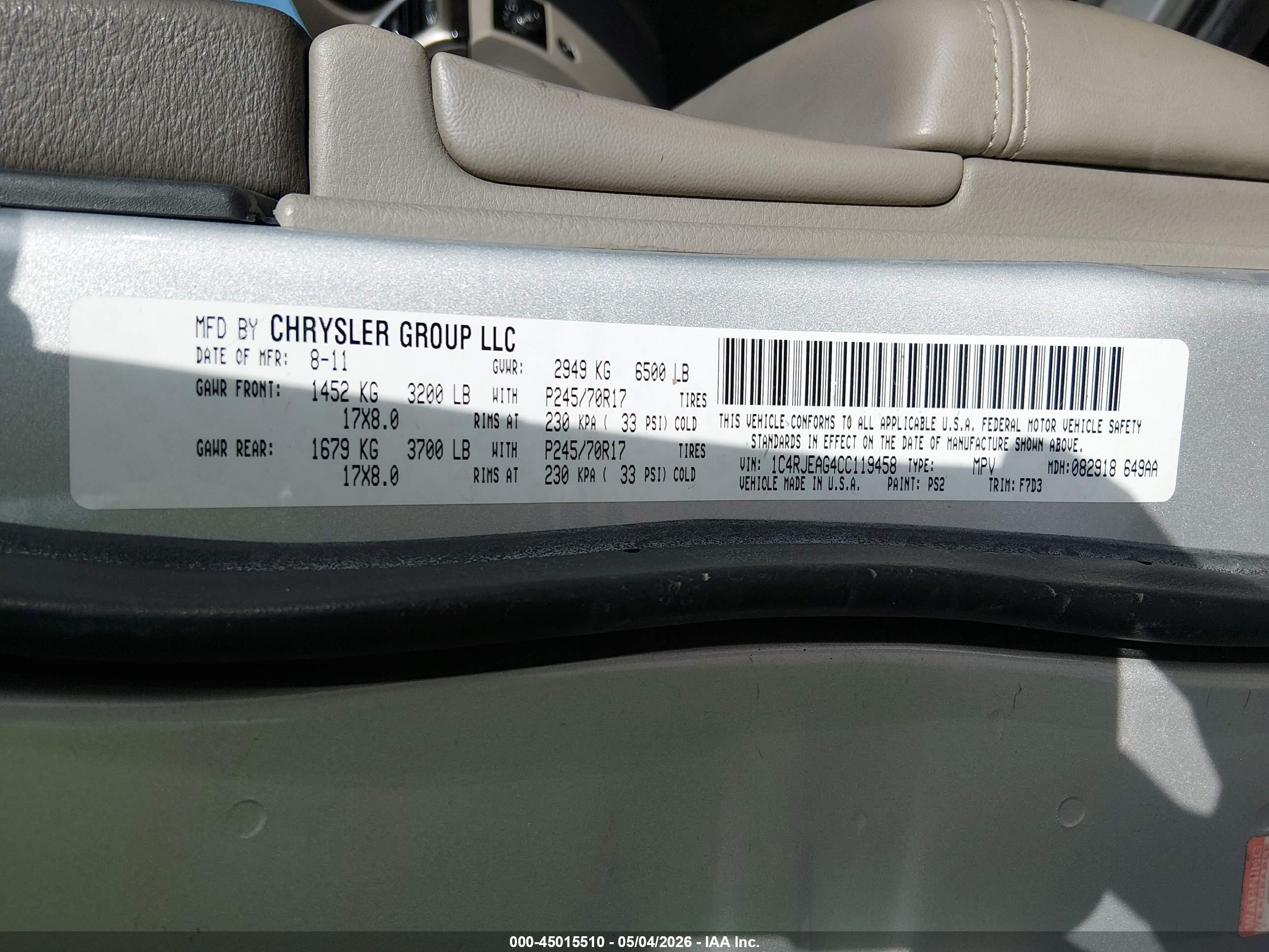 2012 Jeep Grand Cherokee Laredo Silver vin: 1C4RJEAG4CC119458