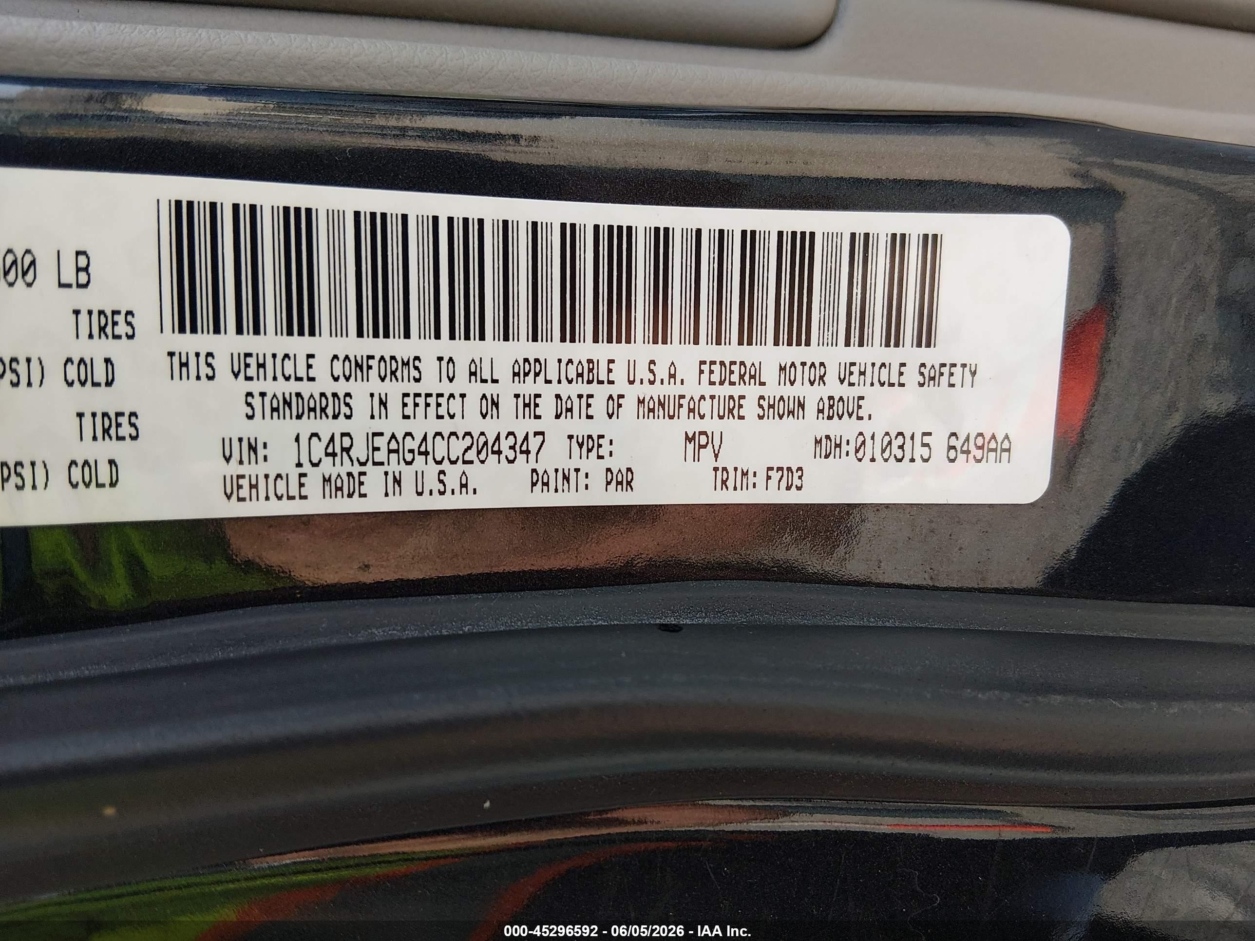 2012 Jeep Grand Cherokee Laredo Green vin: 1C4RJEAG4CC204347
