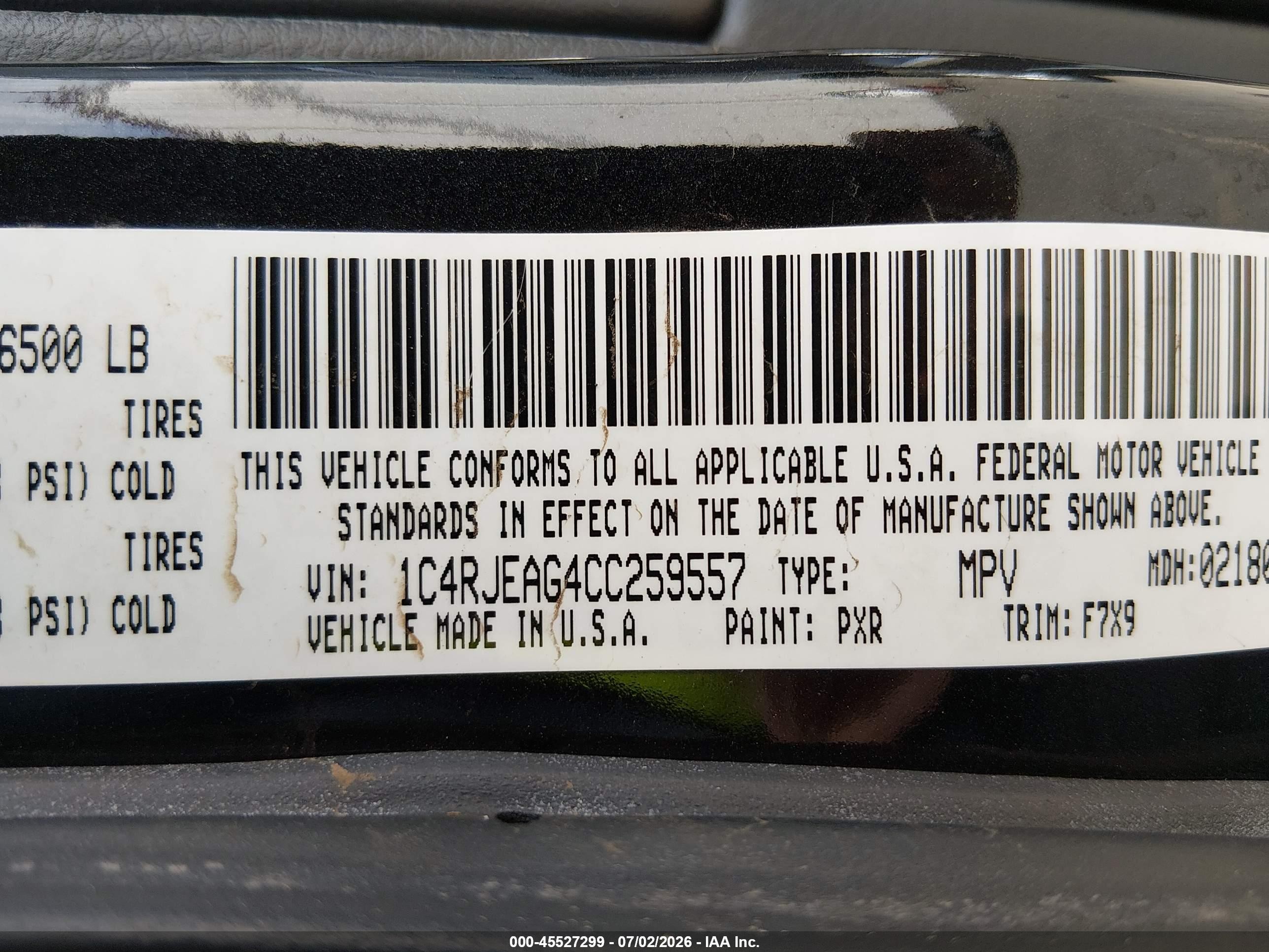 2012 Jeep Grand Cherokee Laredo Black vin: 1C4RJEAG4CC259557