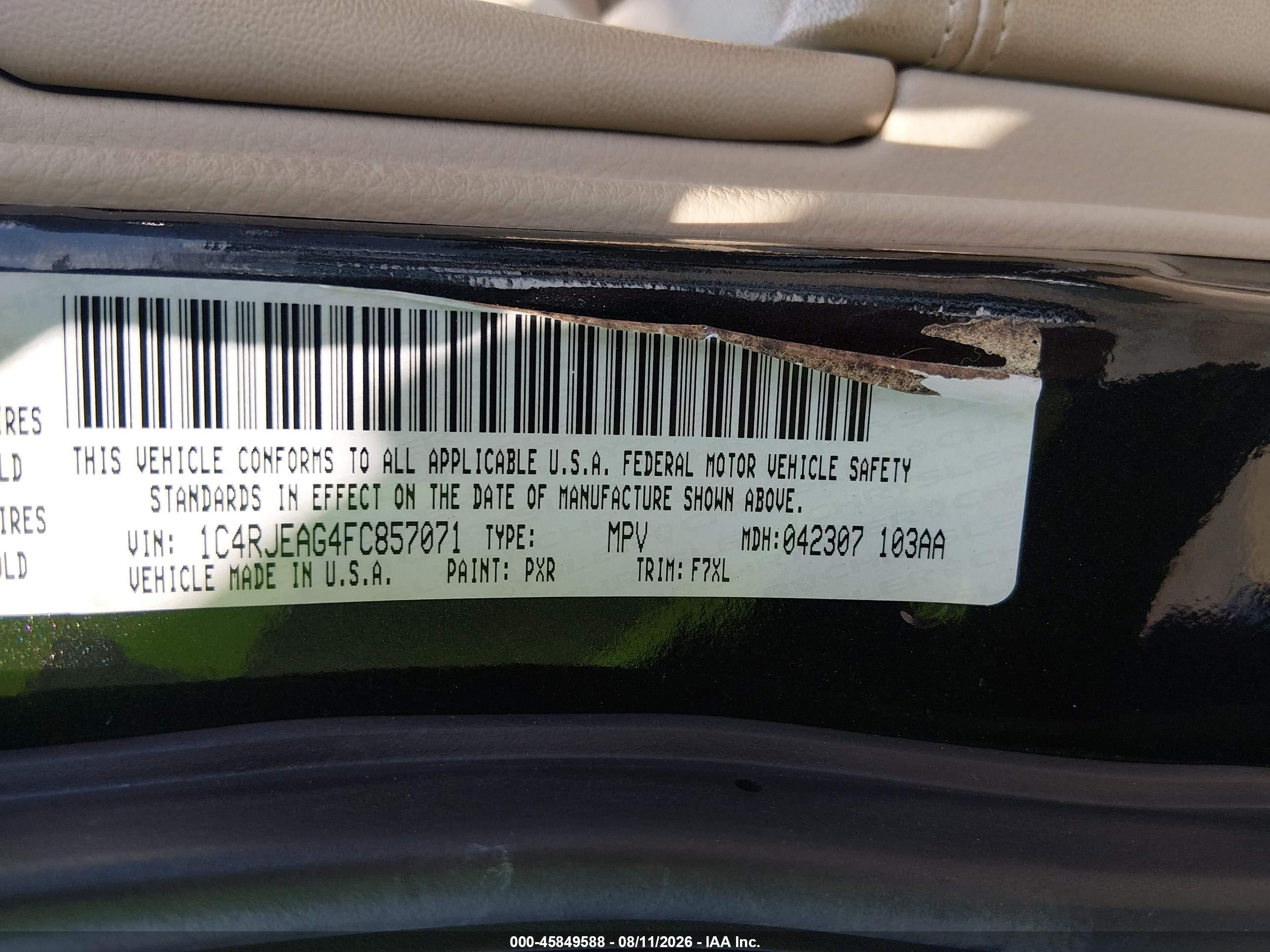 2015 Jeep Grand Cherokee Laredo Черный vin: 1C4RJEAG4FC857071