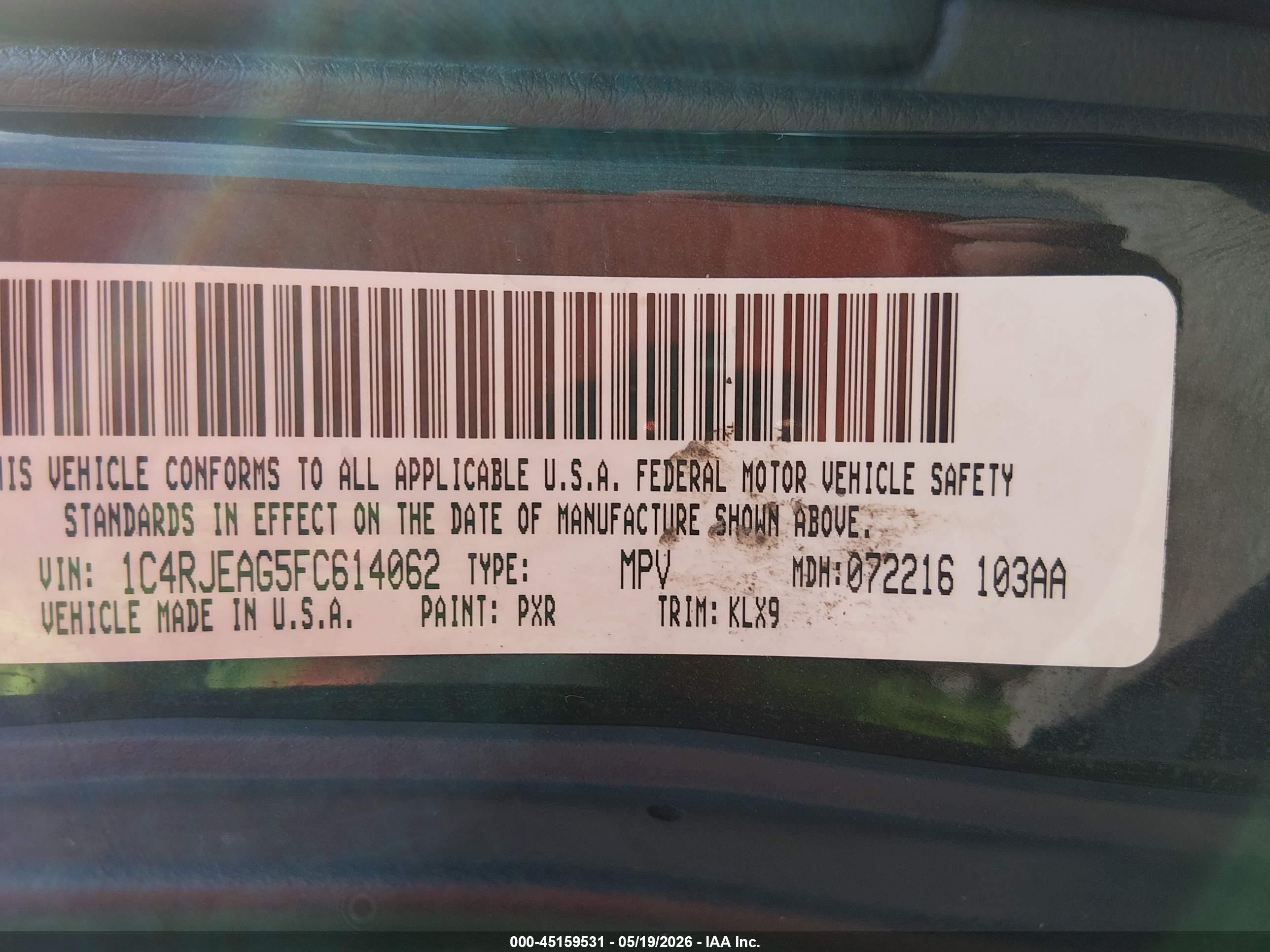 2015 Jeep Grand Cherokee Altitude Black vin: 1C4RJEAG5FC614062