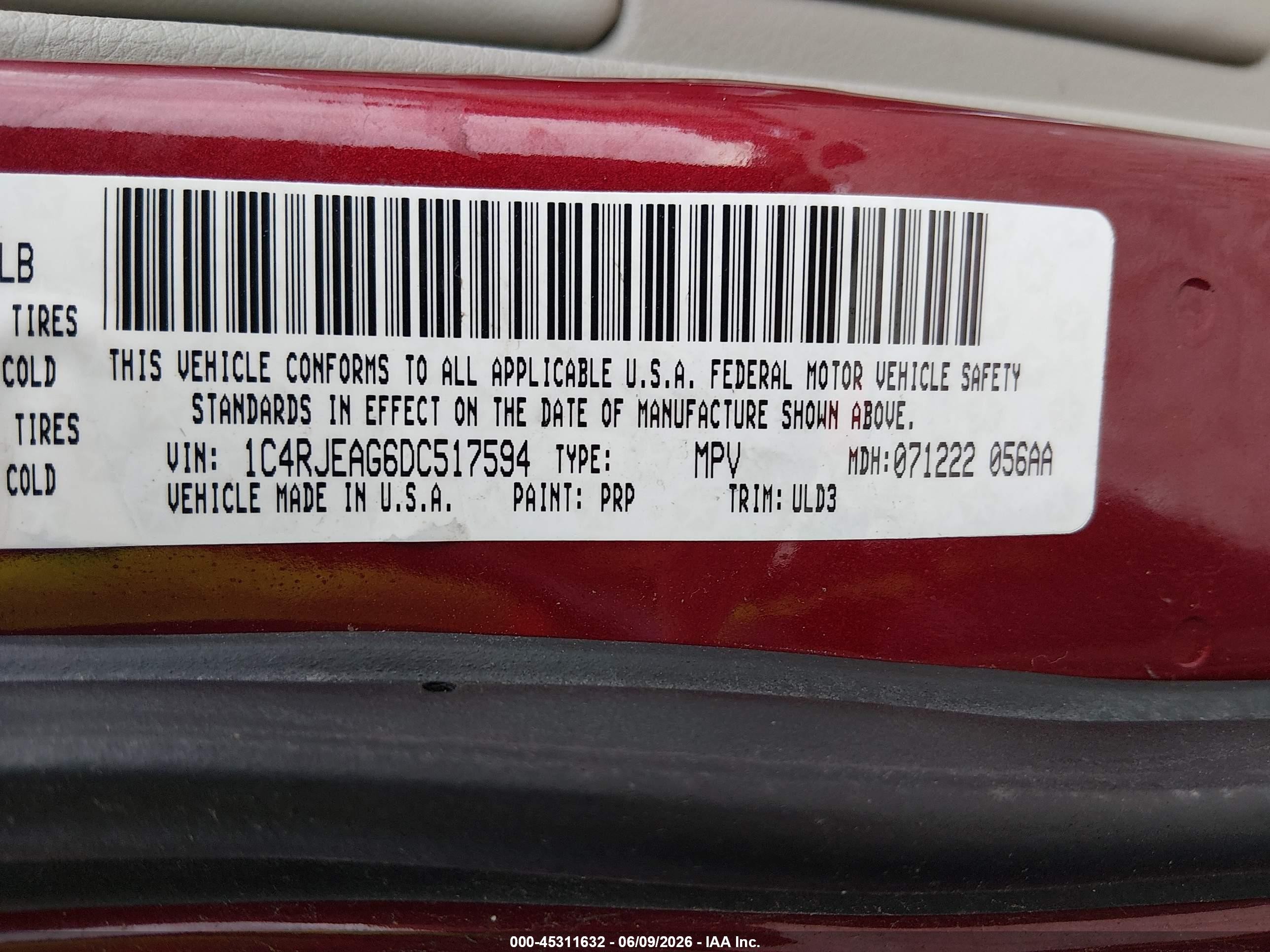2013 Jeep Grand Cherokee Laredo Maroon vin: 1C4RJEAG6DC517594