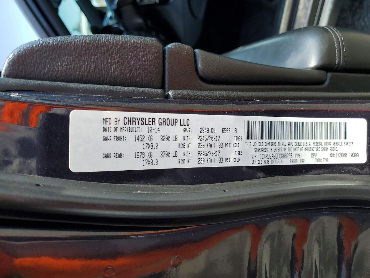 2015 Jeep Grand Cherokee Laredo Угольный vin: 1C4RJEAG6FC688235