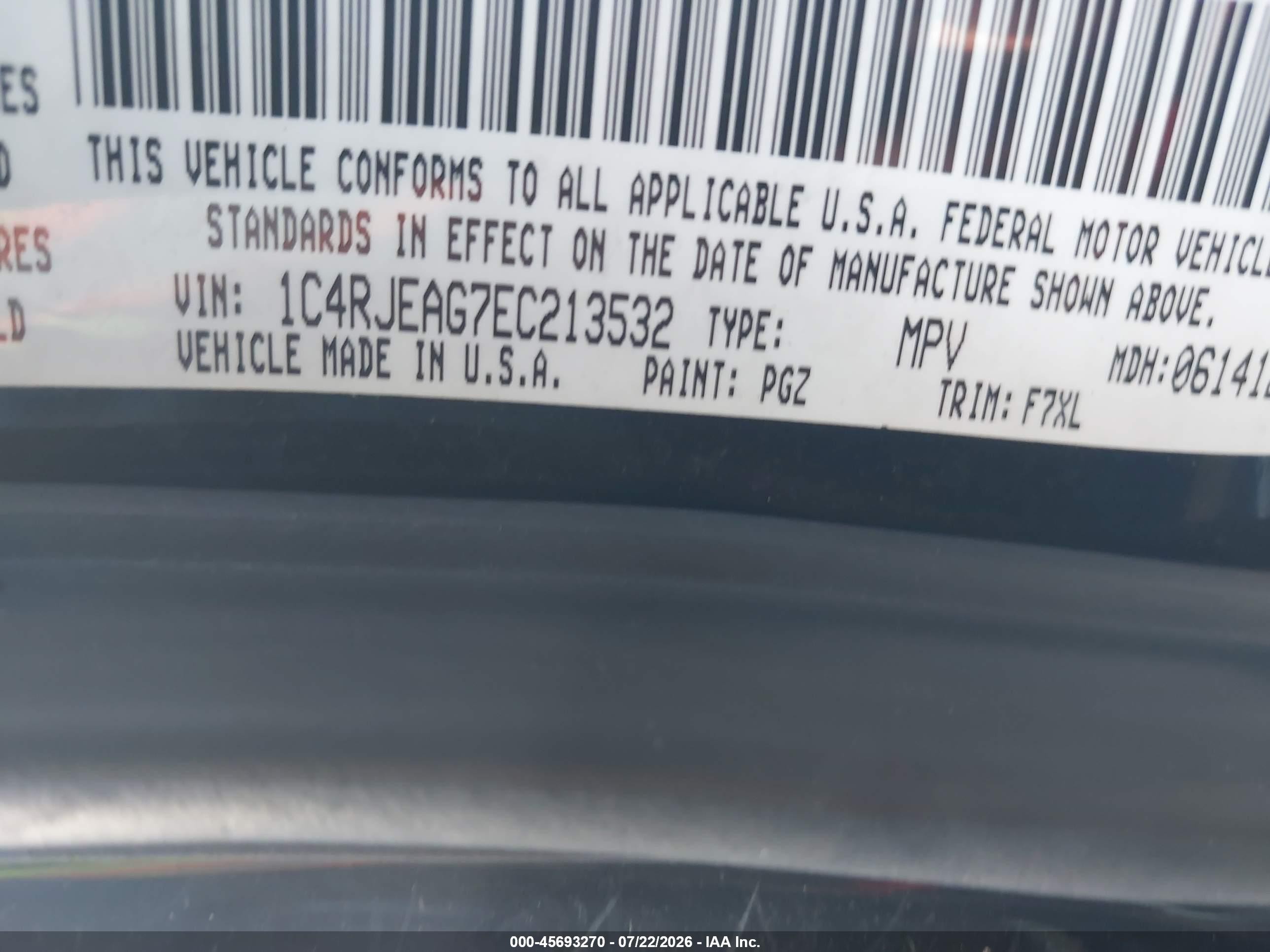 2014 Jeep Grand Cherokee Laredo Black vin: 1C4RJEAG7EC213532