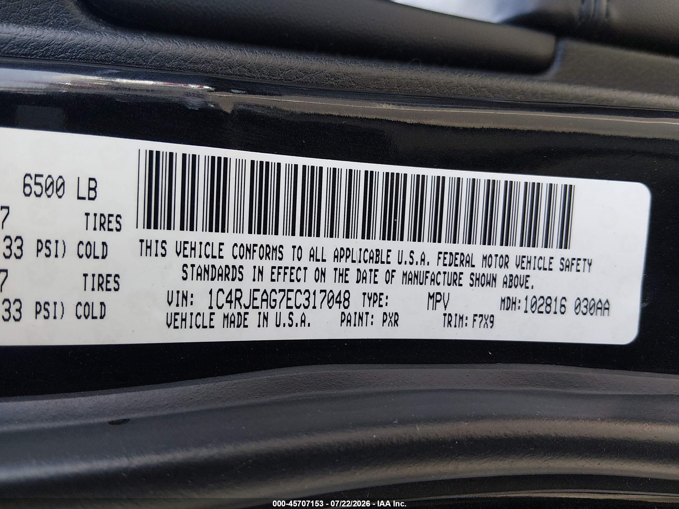 2014 Jeep Grand Cherokee Laredo Black vin: 1C4RJEAG7EC317048