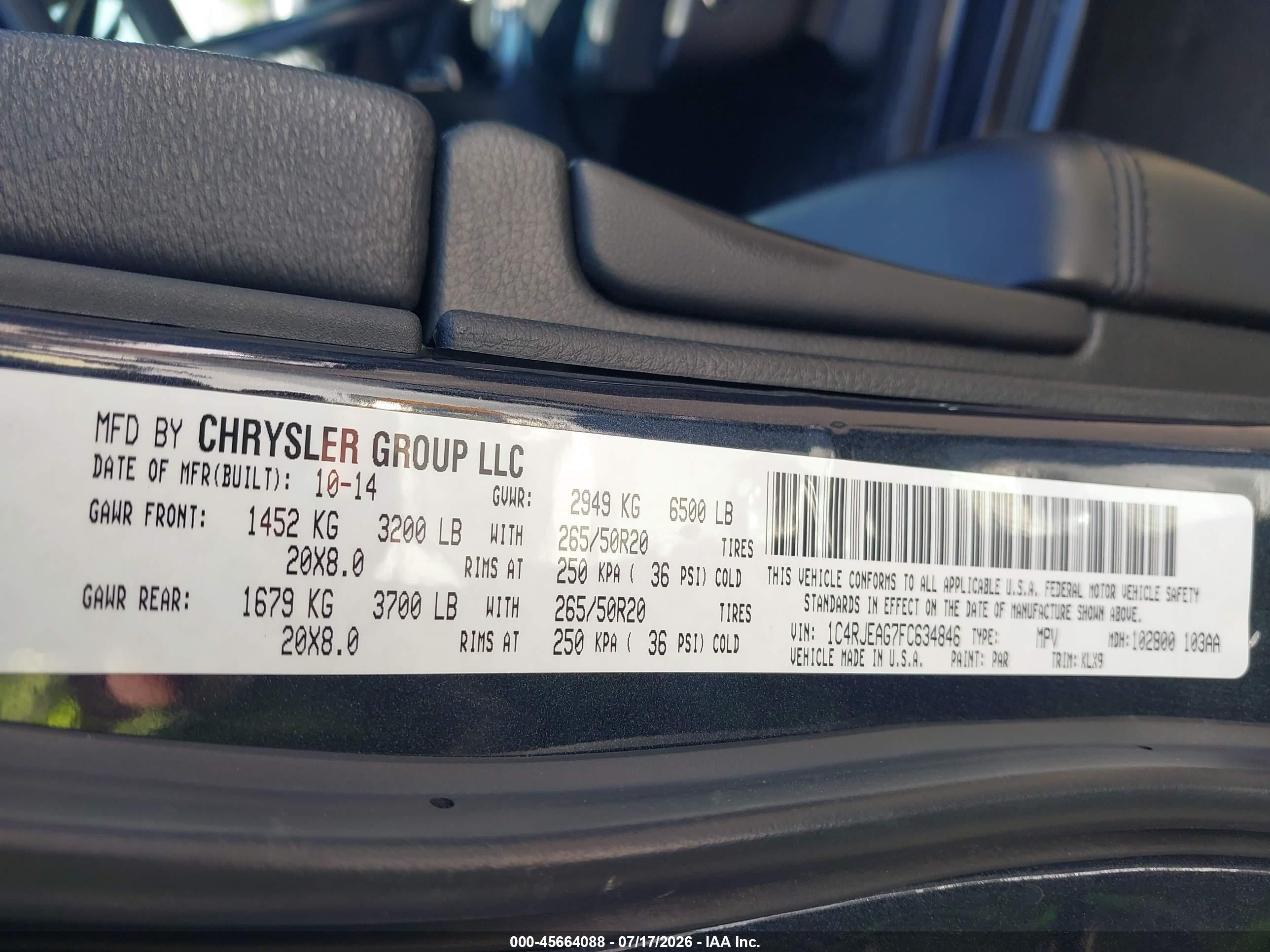 2015 Jeep Grand Cherokee Altitude Gray vin: 1C4RJEAG7FC634846