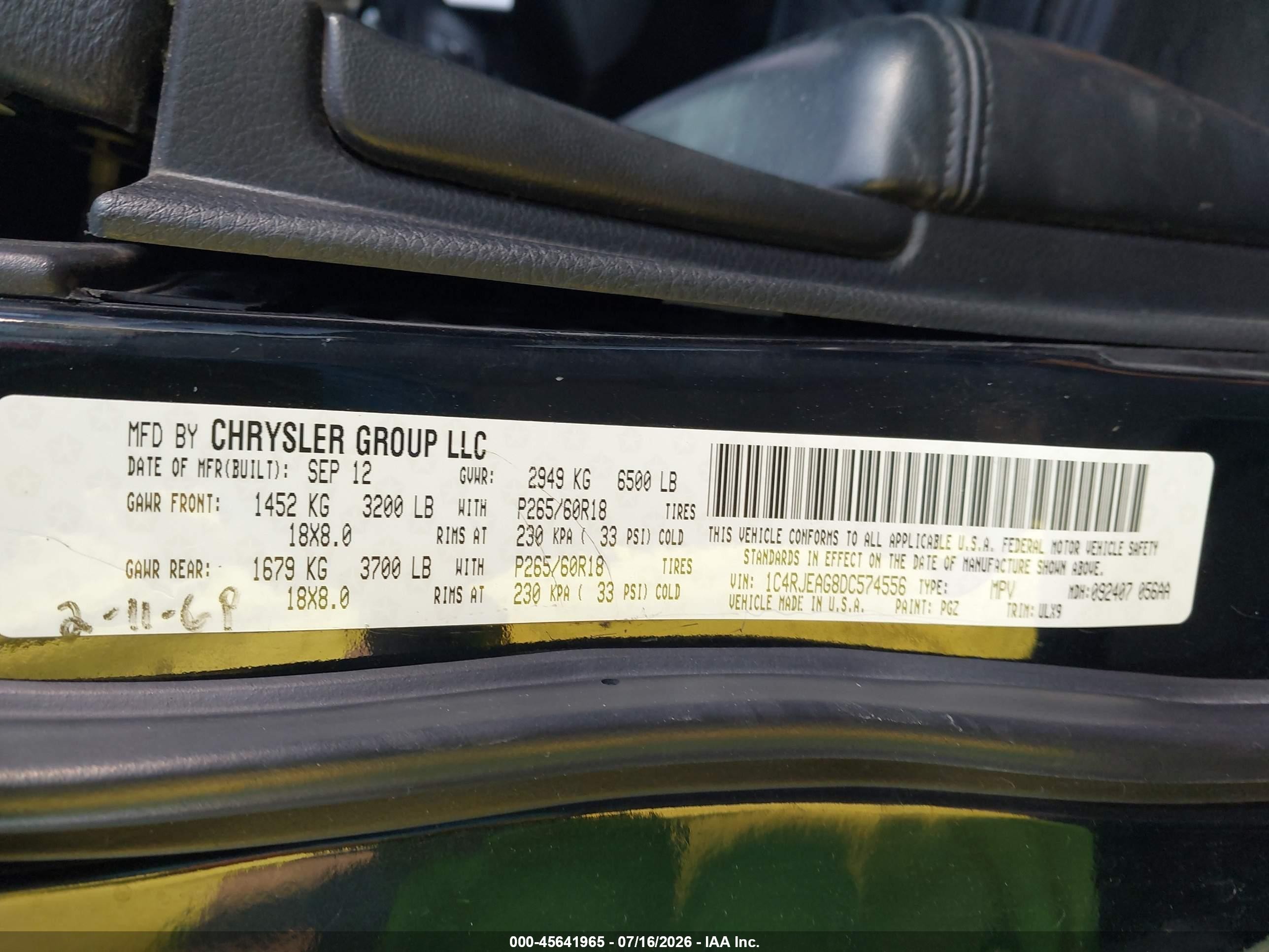 2013 Jeep Grand Cherokee Laredo Black vin: 1C4RJEAG8DC574556