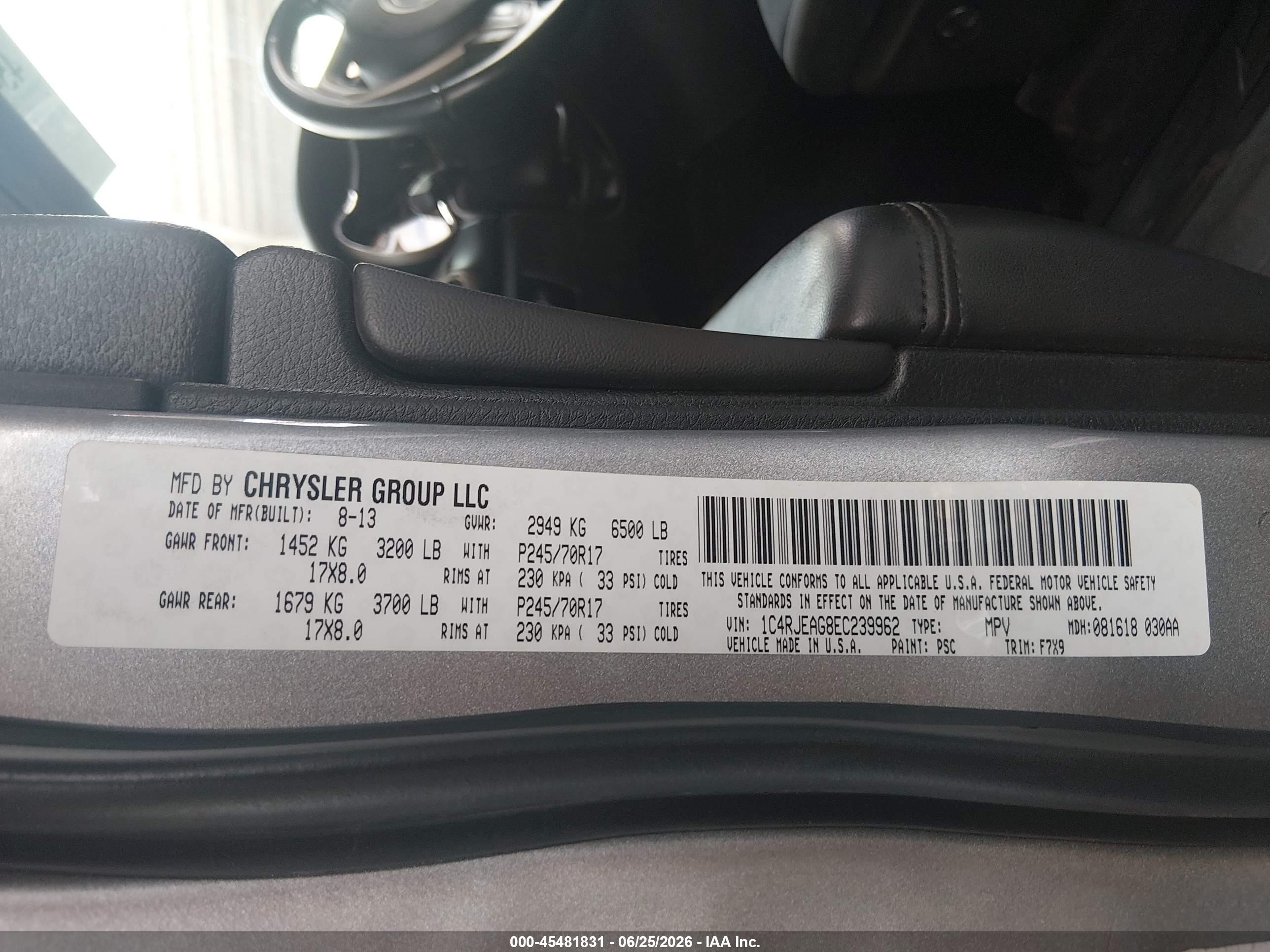 2014 Jeep Grand Cherokee Laredo Серый vin: 1C4RJEAG8EC239962