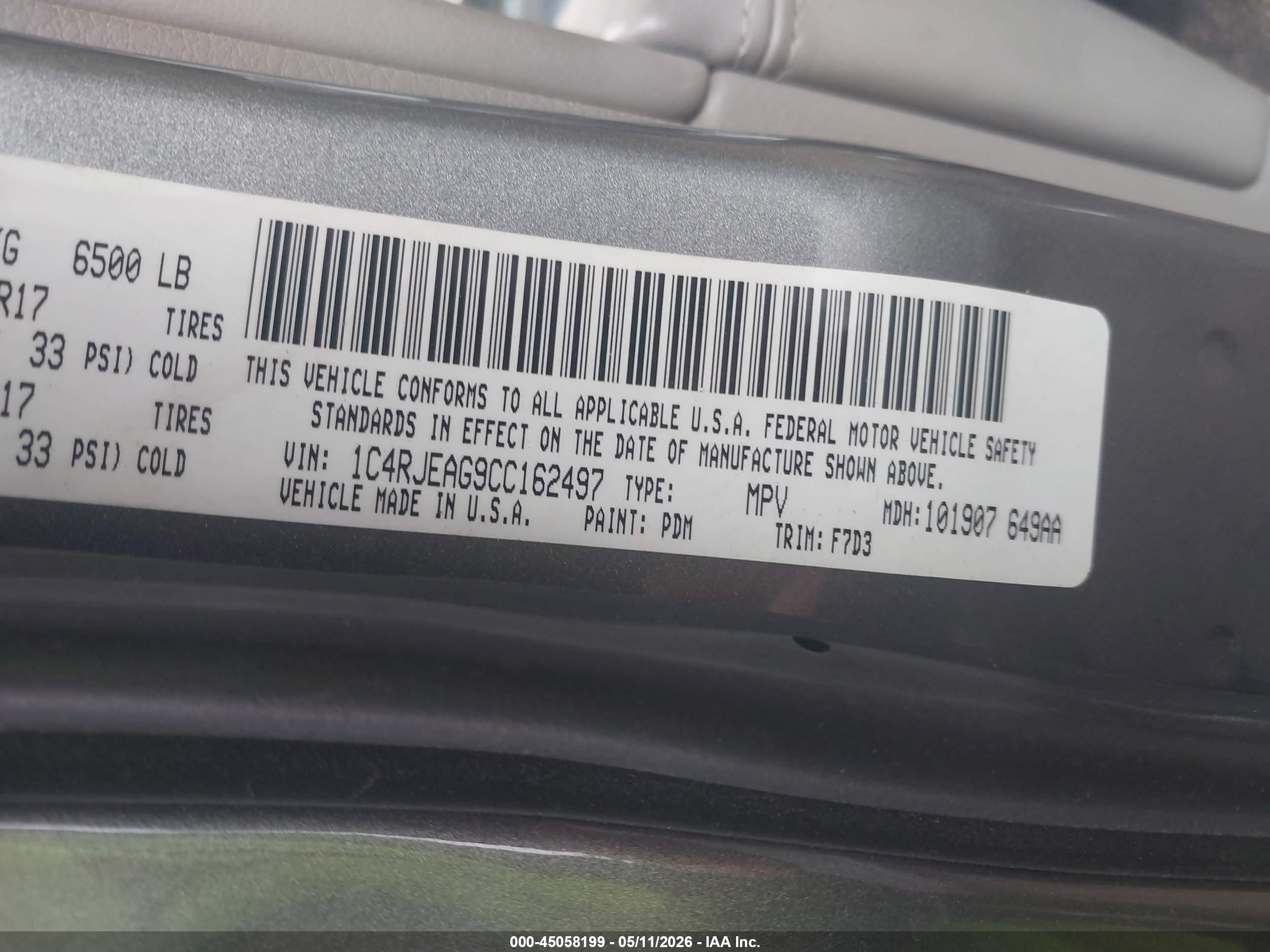 2012 Jeep Grand Cherokee Laredo Gray vin: 1C4RJEAG9CC162497