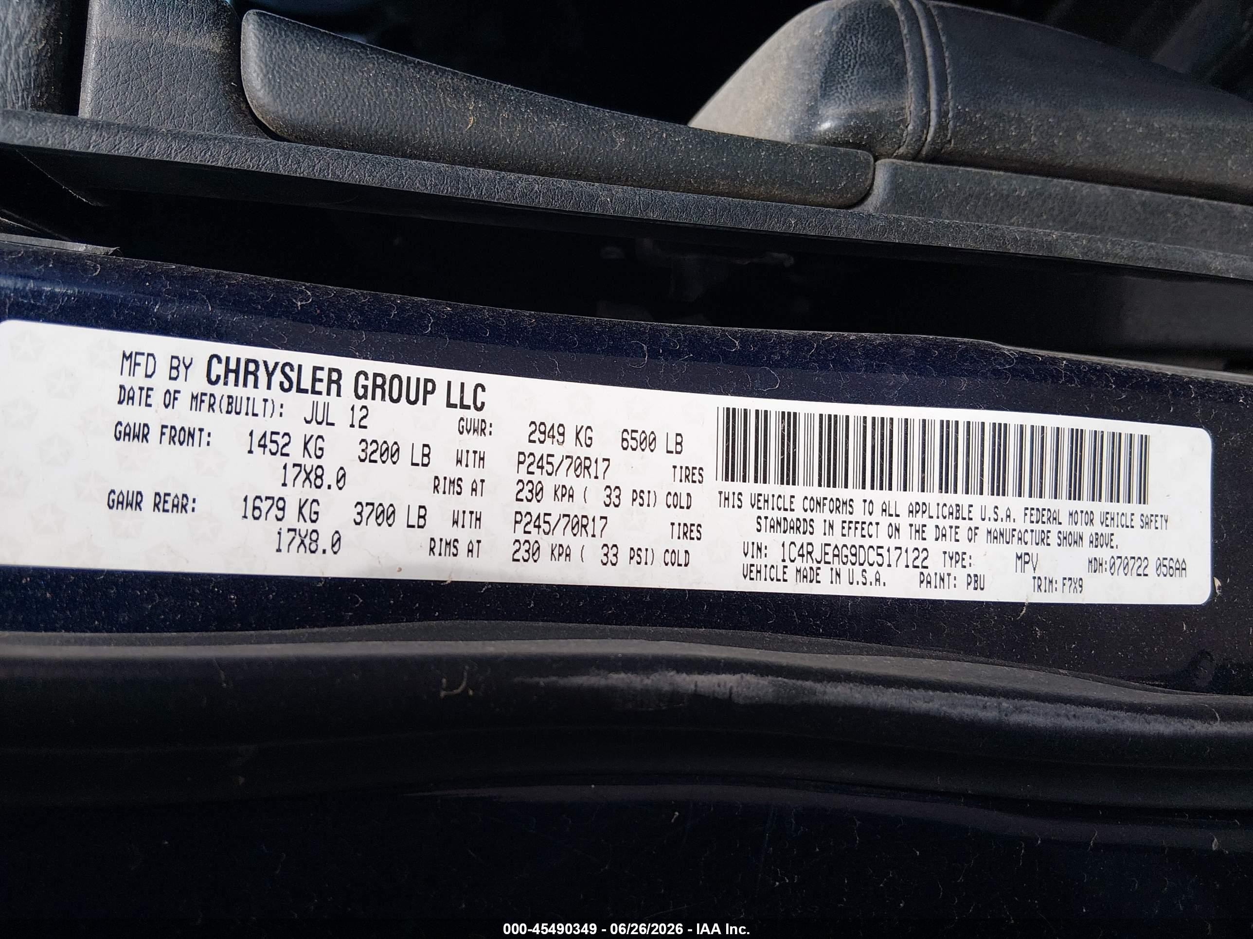 2013 Jeep Grand Cherokee Laredo Dark Blue vin: 1C4RJEAG9DC517122