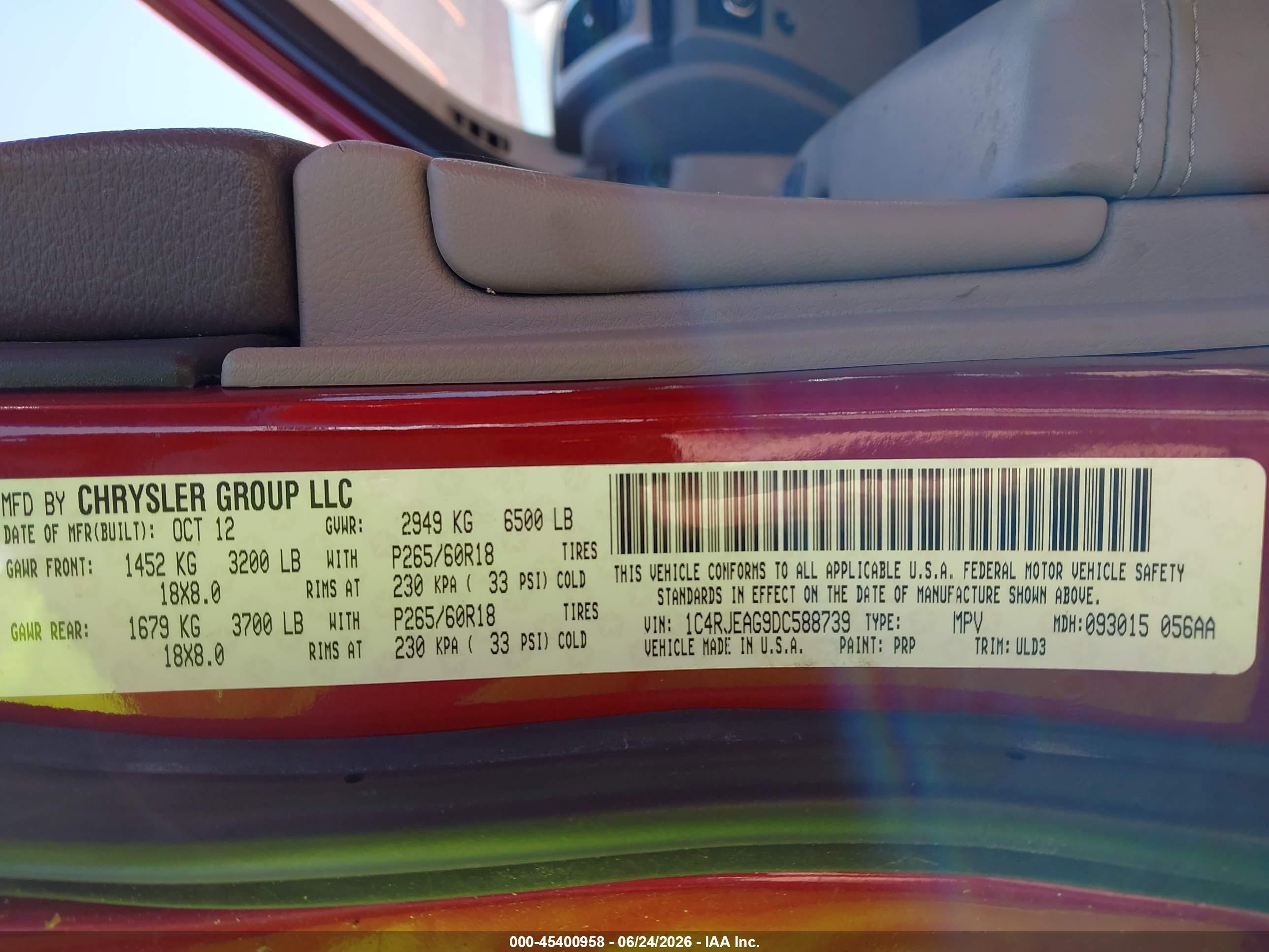2013 Jeep Grand Cherokee Laredo Red vin: 1C4RJEAG9DC588739
