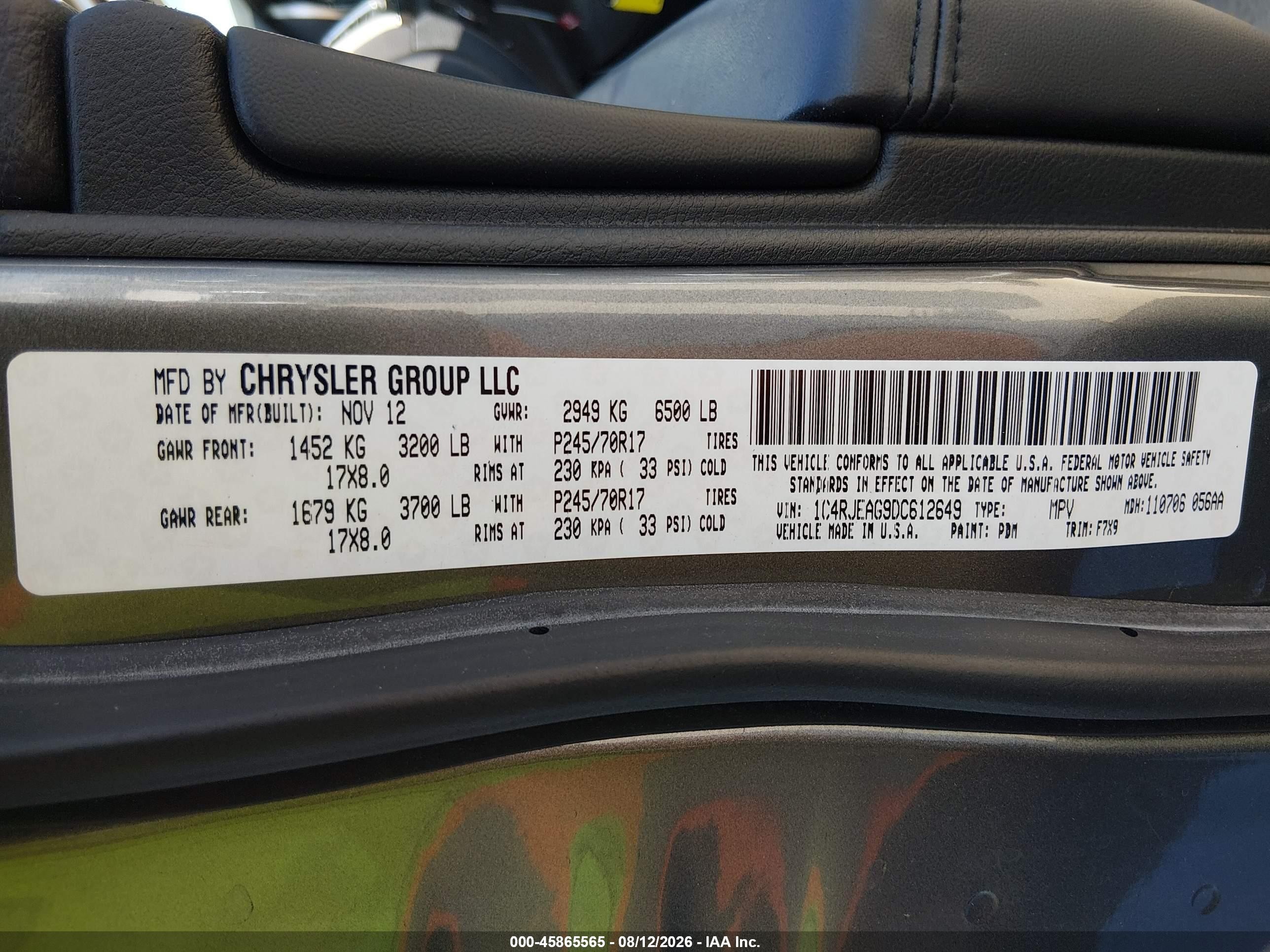 2013 Jeep Grand Cherokee Laredo Gray vin: 1C4RJEAG9DC612649