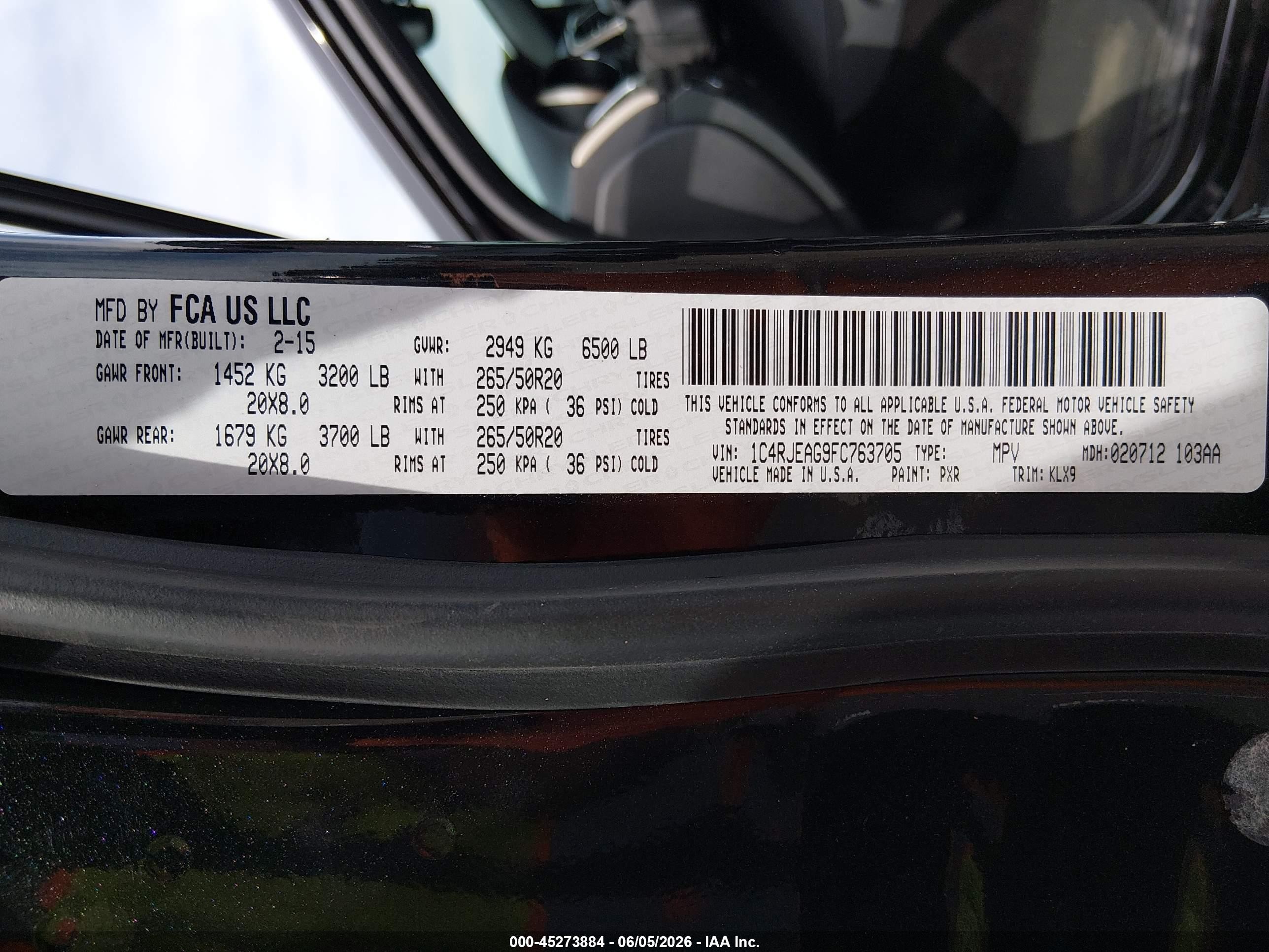 2015 Jeep Grand Cherokee Altitude Black vin: 1C4RJEAG9FC763705