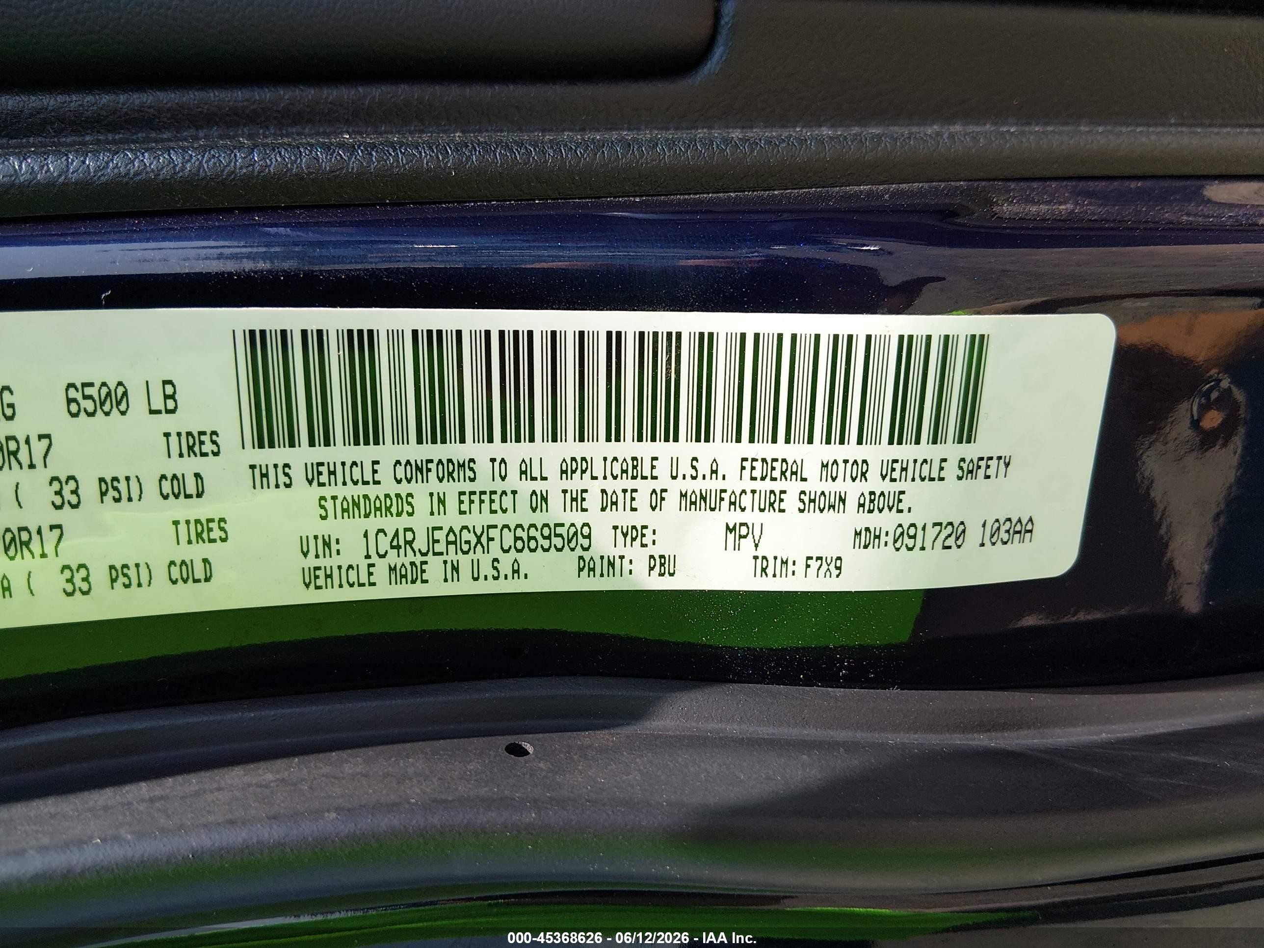 2015 Jeep Grand Cherokee Laredo Dark Blue vin: 1C4RJEAGXFC669509