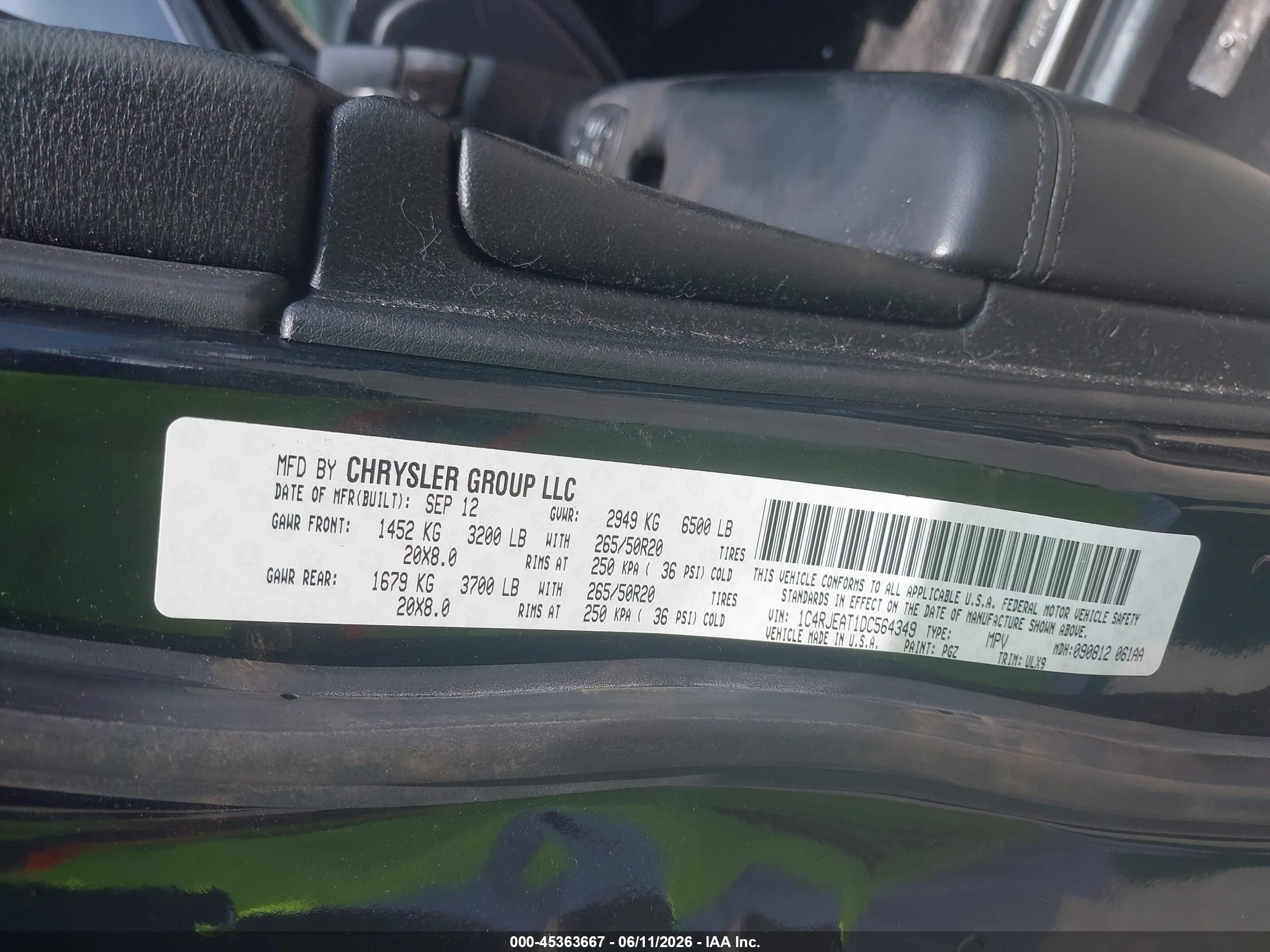 2013 Jeep Grand Cherokee Laredo Черный vin: 1C4RJEAT1DC564349