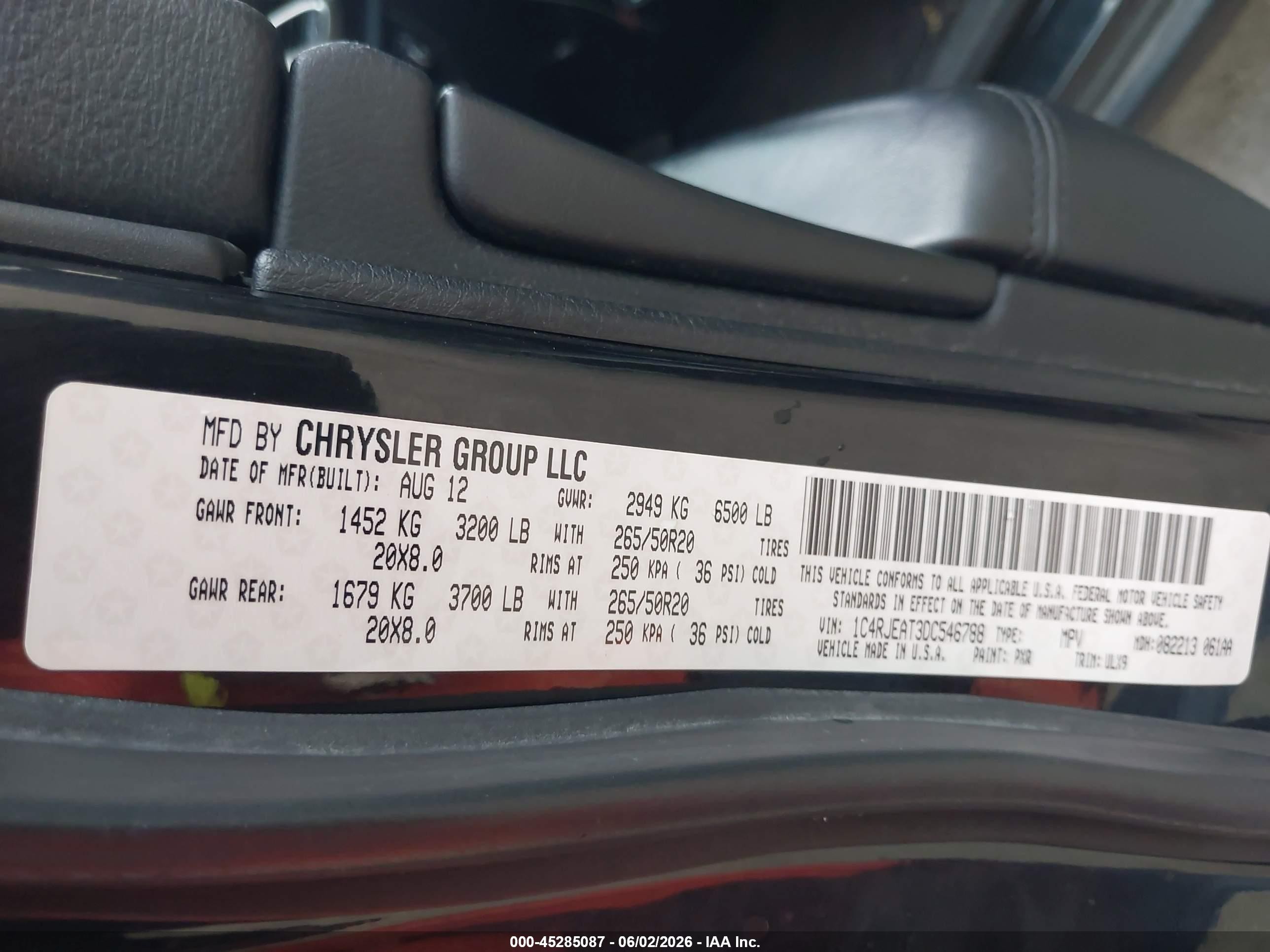 2013 Jeep Grand Cherokee Laredo Black vin: 1C4RJEAT3DC546788