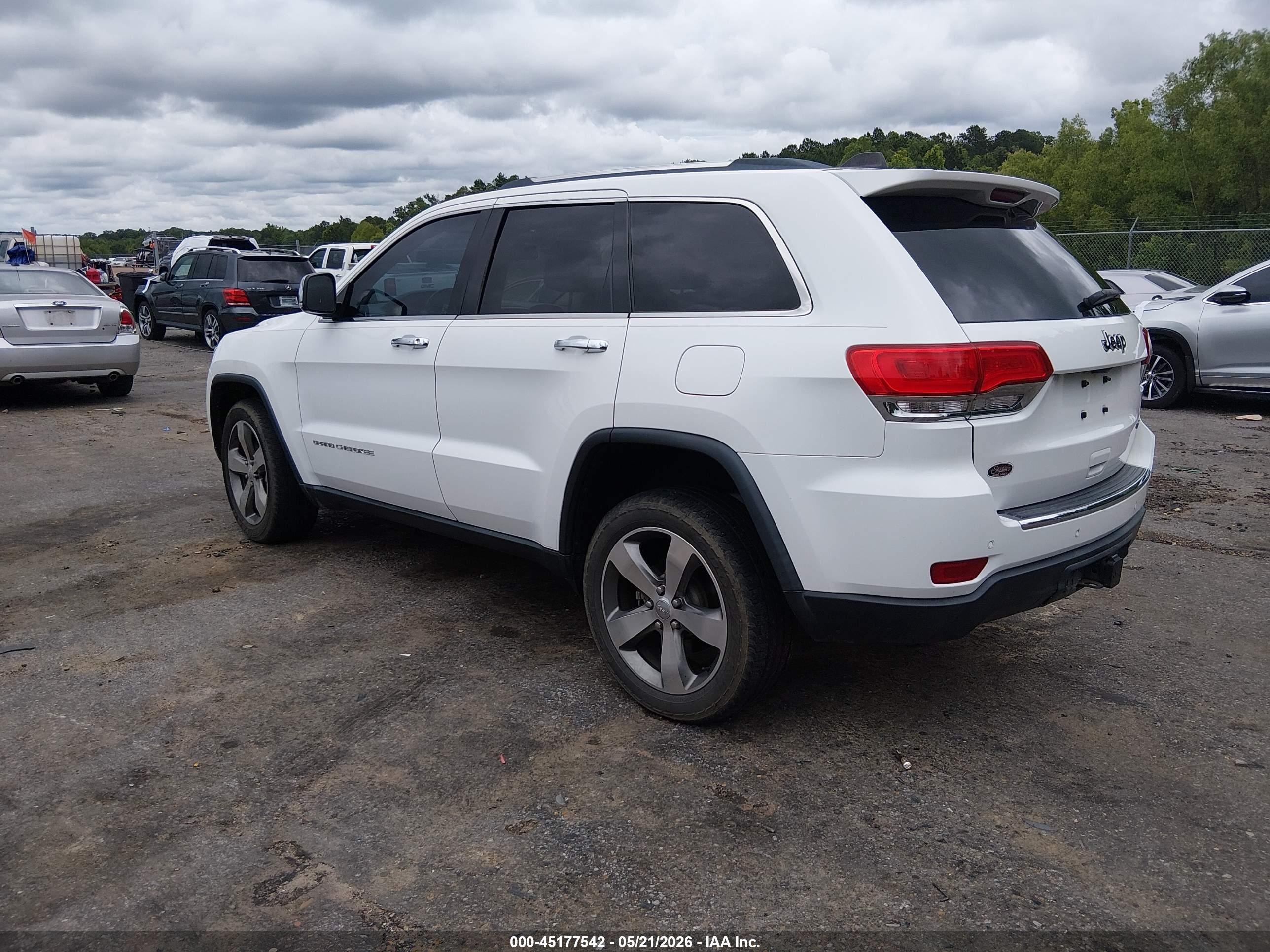 2015 Jeep Grand Cherokee Limited White vin: 1C4RJEBG0FC647002