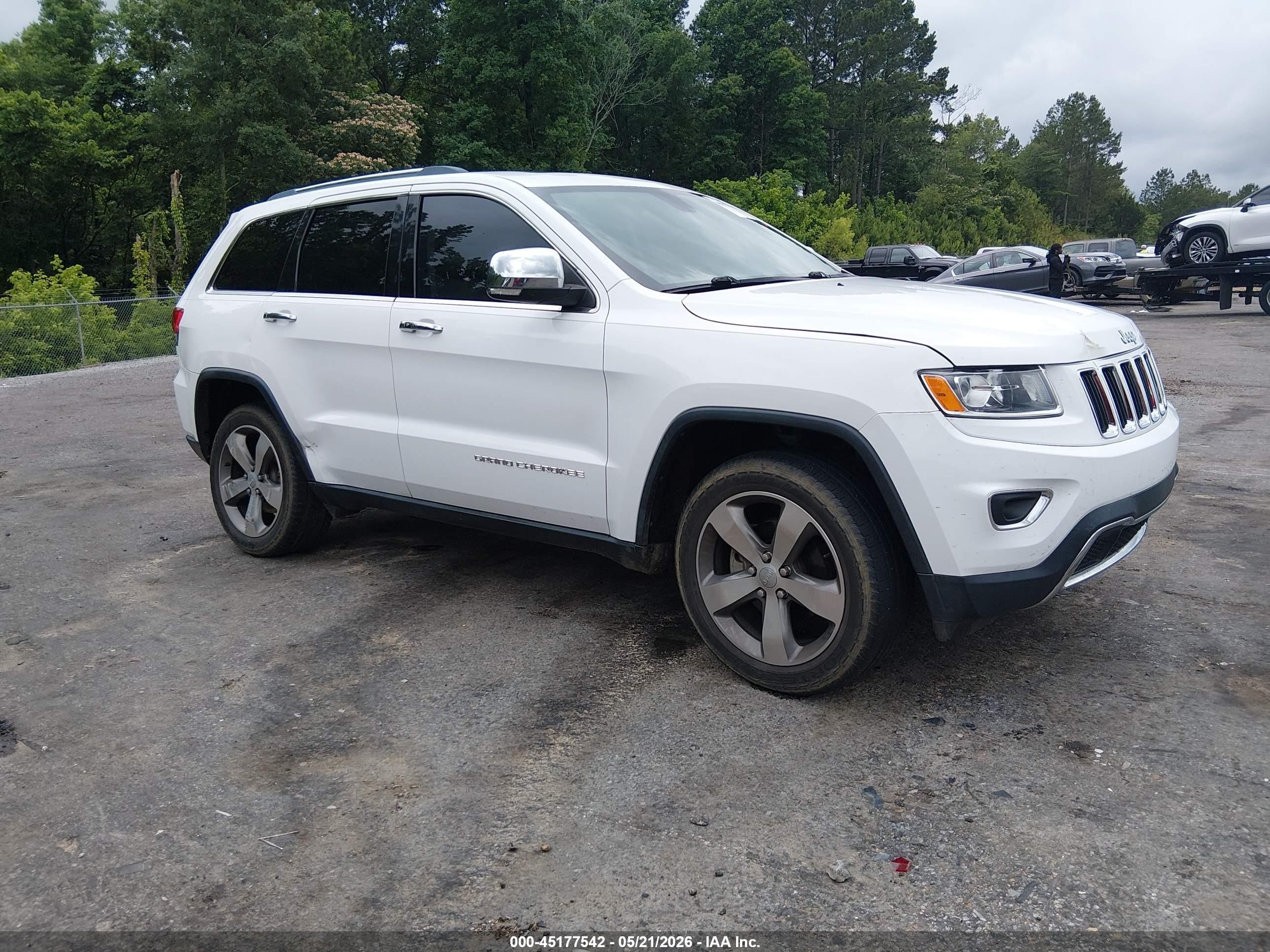 2015 Jeep Grand Cherokee Limited White vin: 1C4RJEBG0FC647002