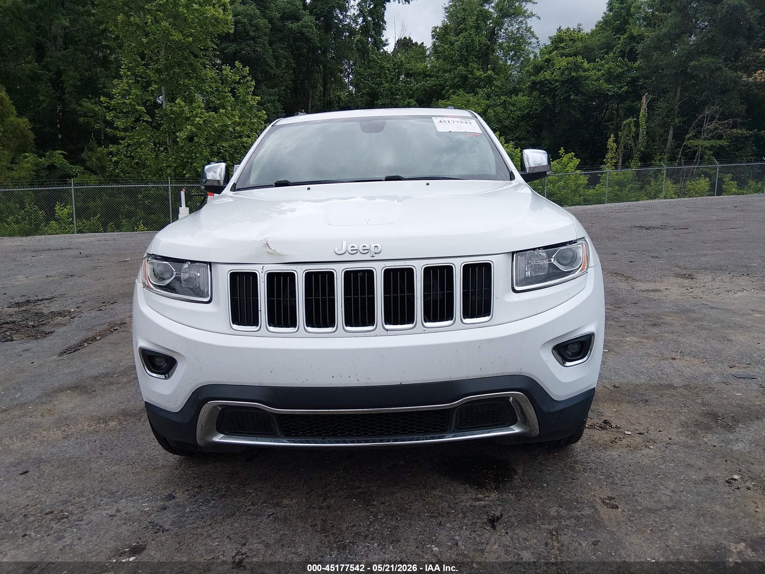 2015 Jeep Grand Cherokee Limited White vin: 1C4RJEBG0FC647002