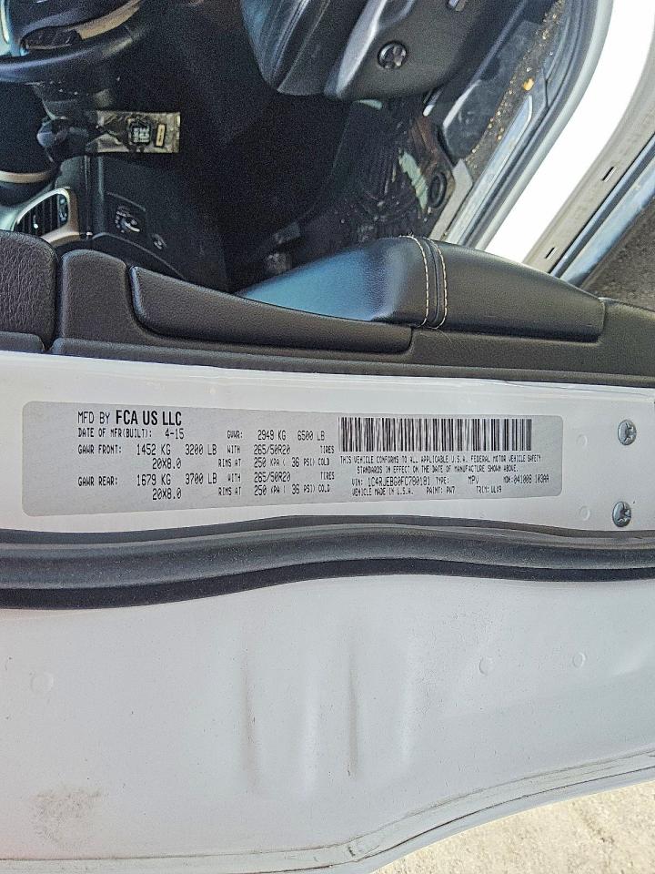 2015 Jeep Grand Cherokee Limited White vin: 1C4RJEBG0FC780181