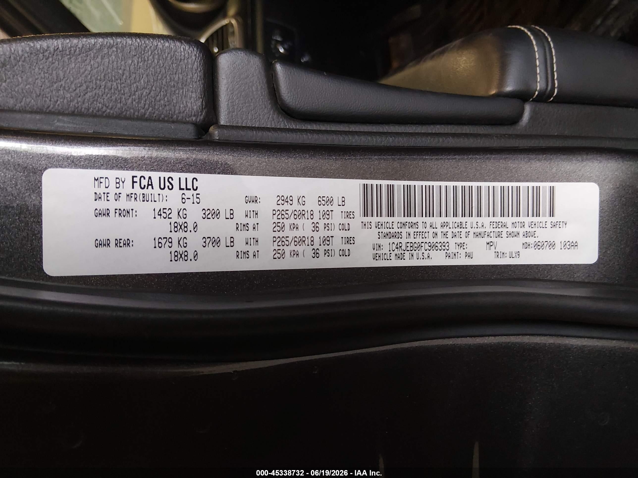 2015 Jeep Grand Cherokee Limited Gray vin: 1C4RJEBG0FC906393