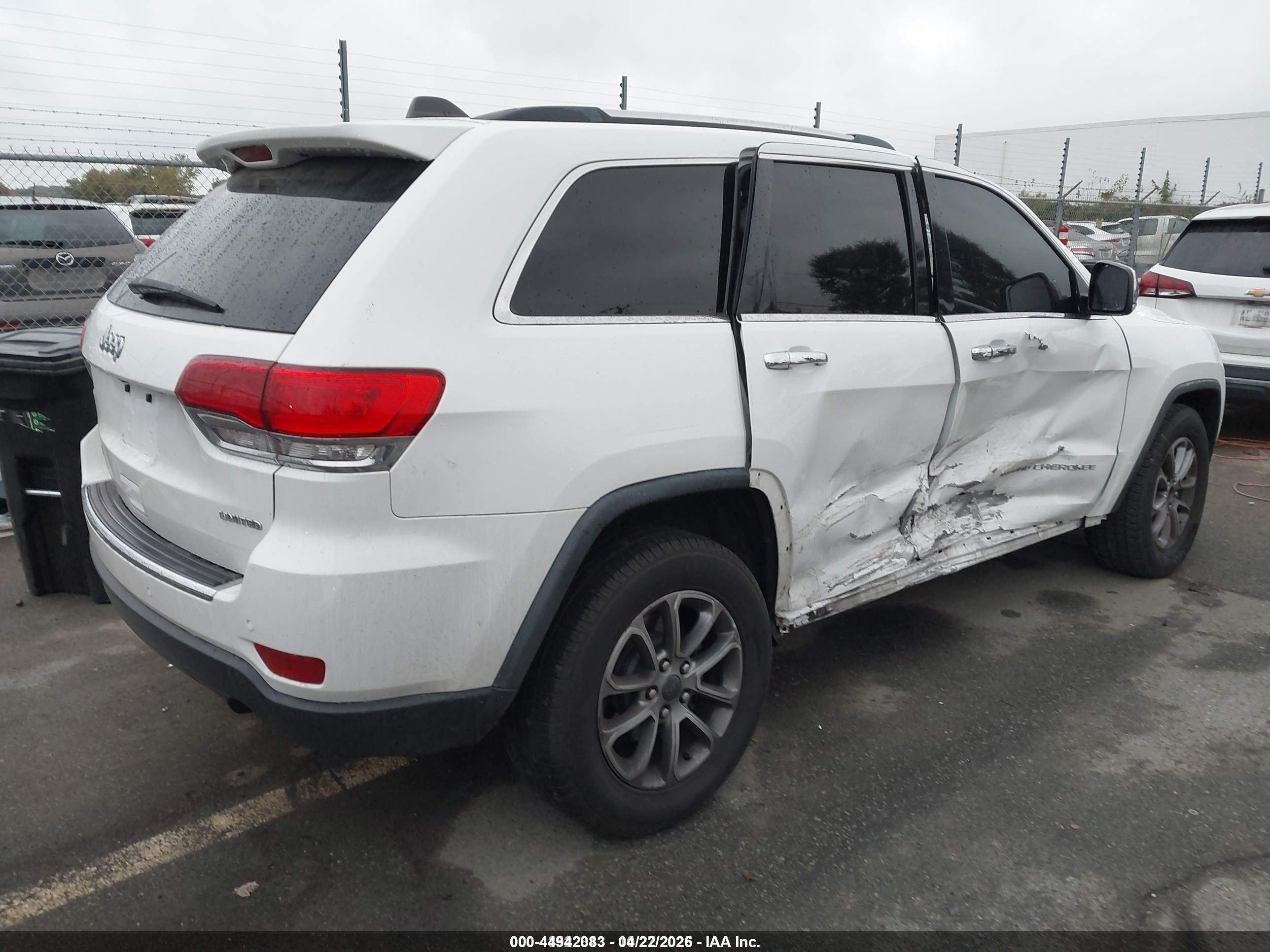 2014 Jeep Grand Cherokee Limited White vin: 1C4RJEBG1EC432842