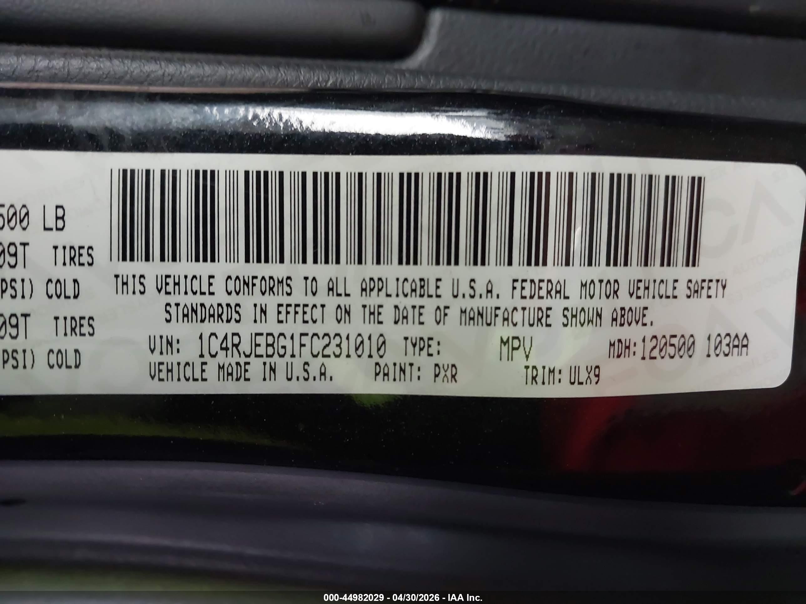 2015 Jeep Grand Cherokee Limited Black vin: 1C4RJEBG1FC231010