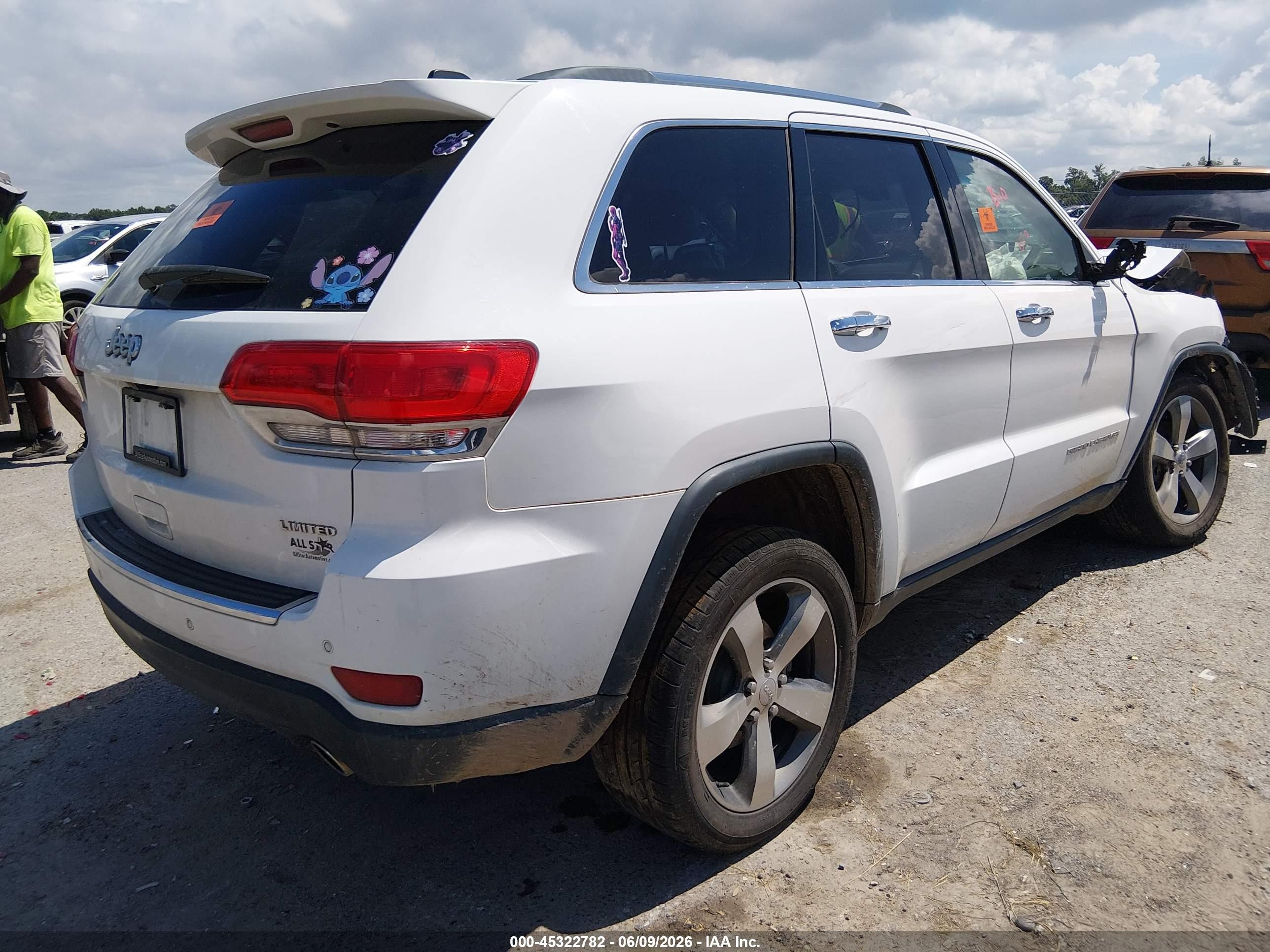 2015 Jeep Grand Cherokee Limited White vin: 1C4RJEBG1FC614901