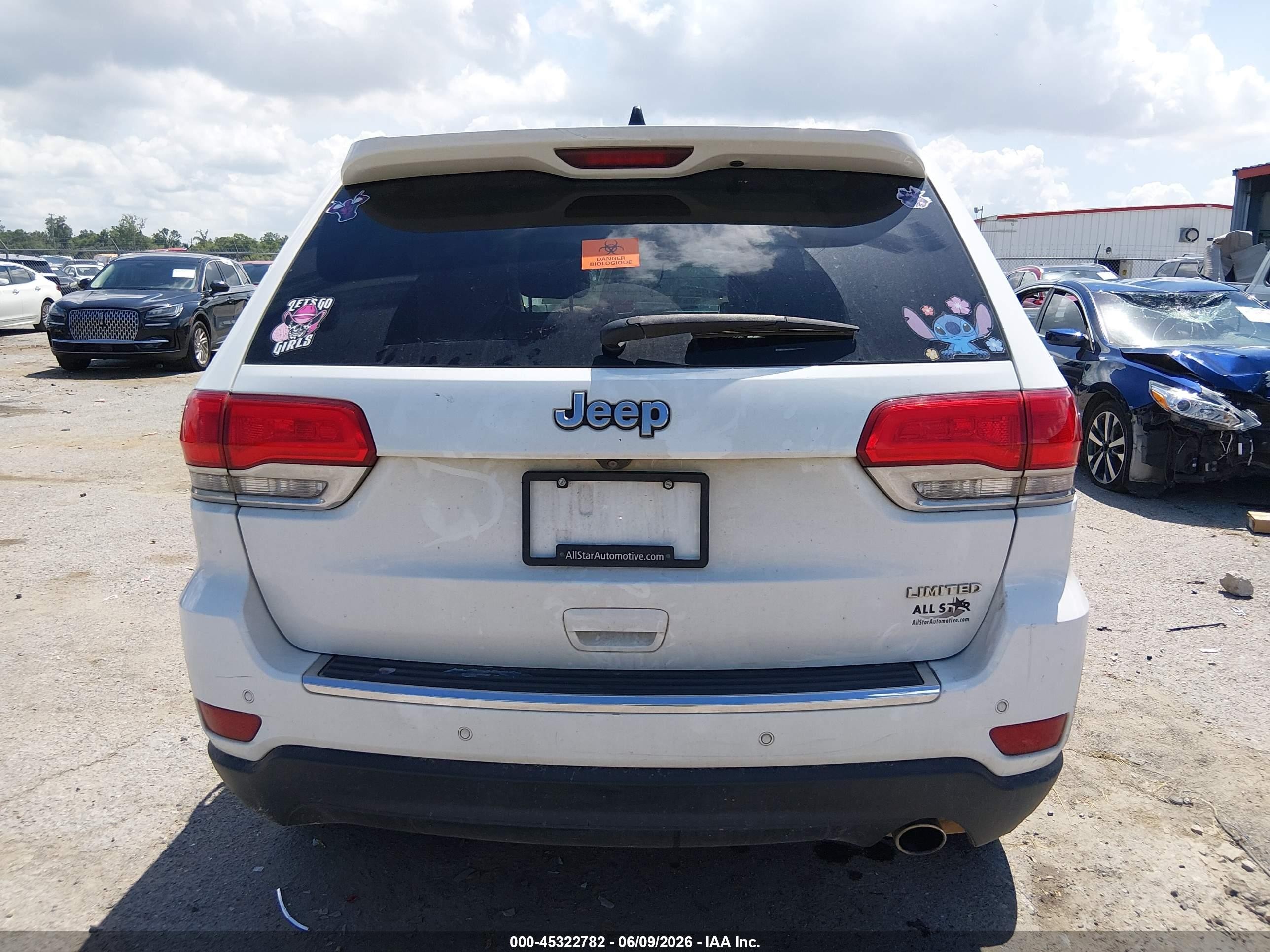 2015 Jeep Grand Cherokee Limited White vin: 1C4RJEBG1FC614901
